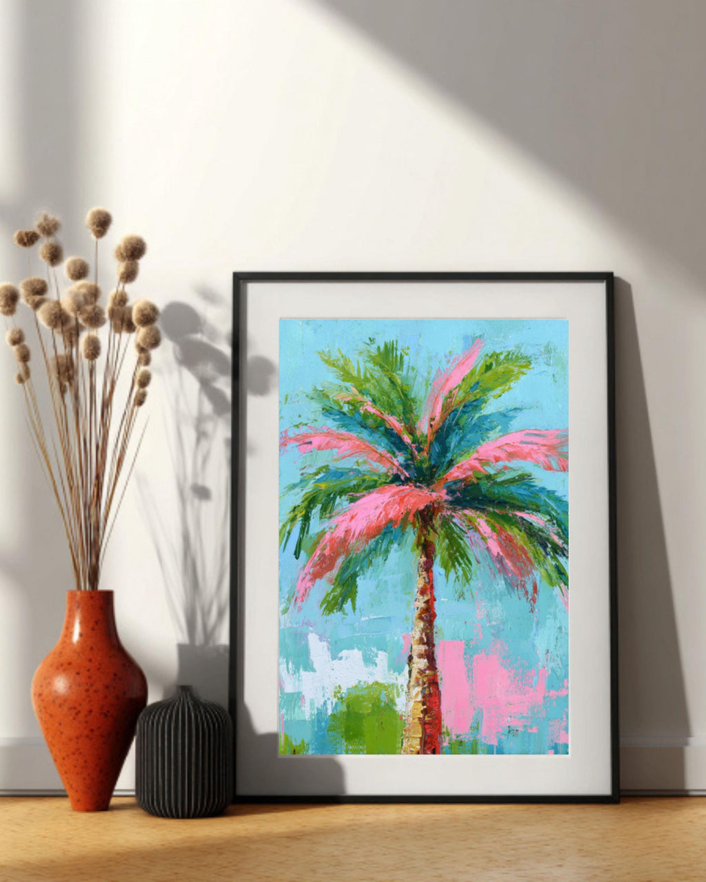 Colorful Palm Tree Art â€“ Abstract Acrylic Painting, Coastal Decor Canvas Wall Art Print – Premium Home Decor