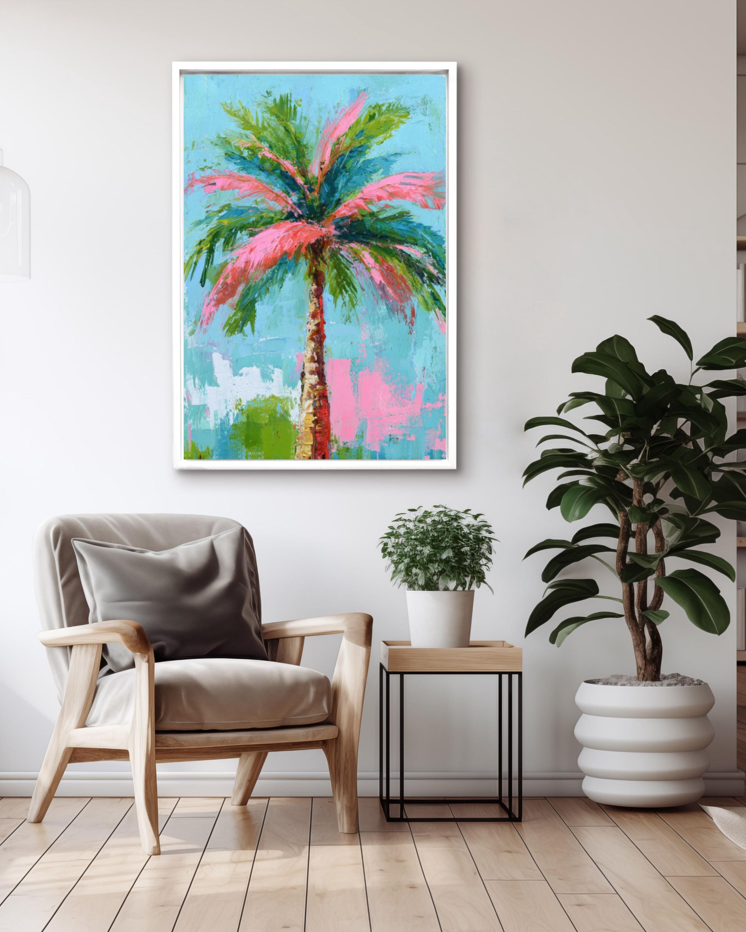 Colorful Palm Tree Art â€“ Abstract Acrylic Painting, Coastal Decor Canvas Wall Art Print – Premium Home Decor