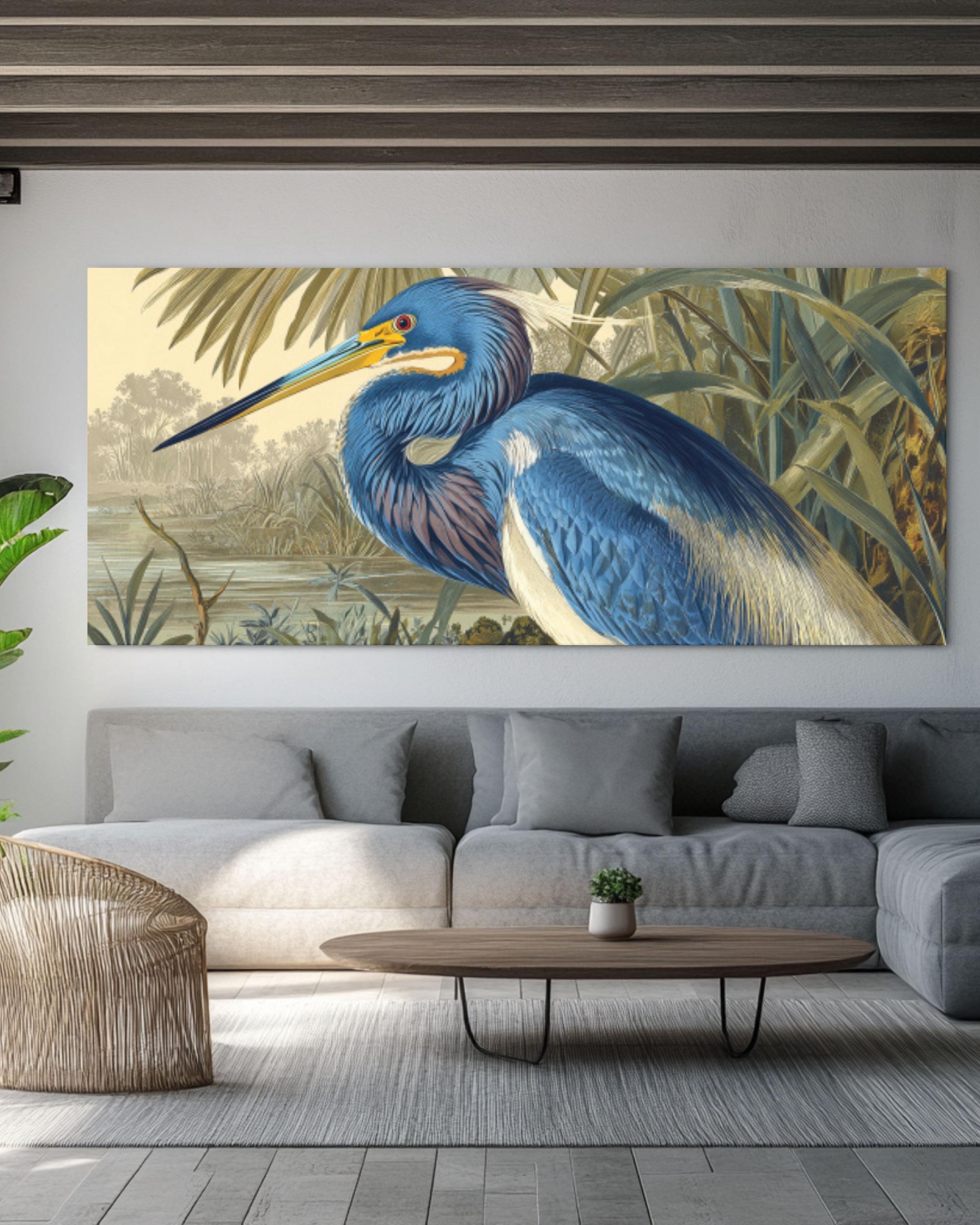 Tricolored Heron Audubon Wall Art | Vintage Bird Illustration Print