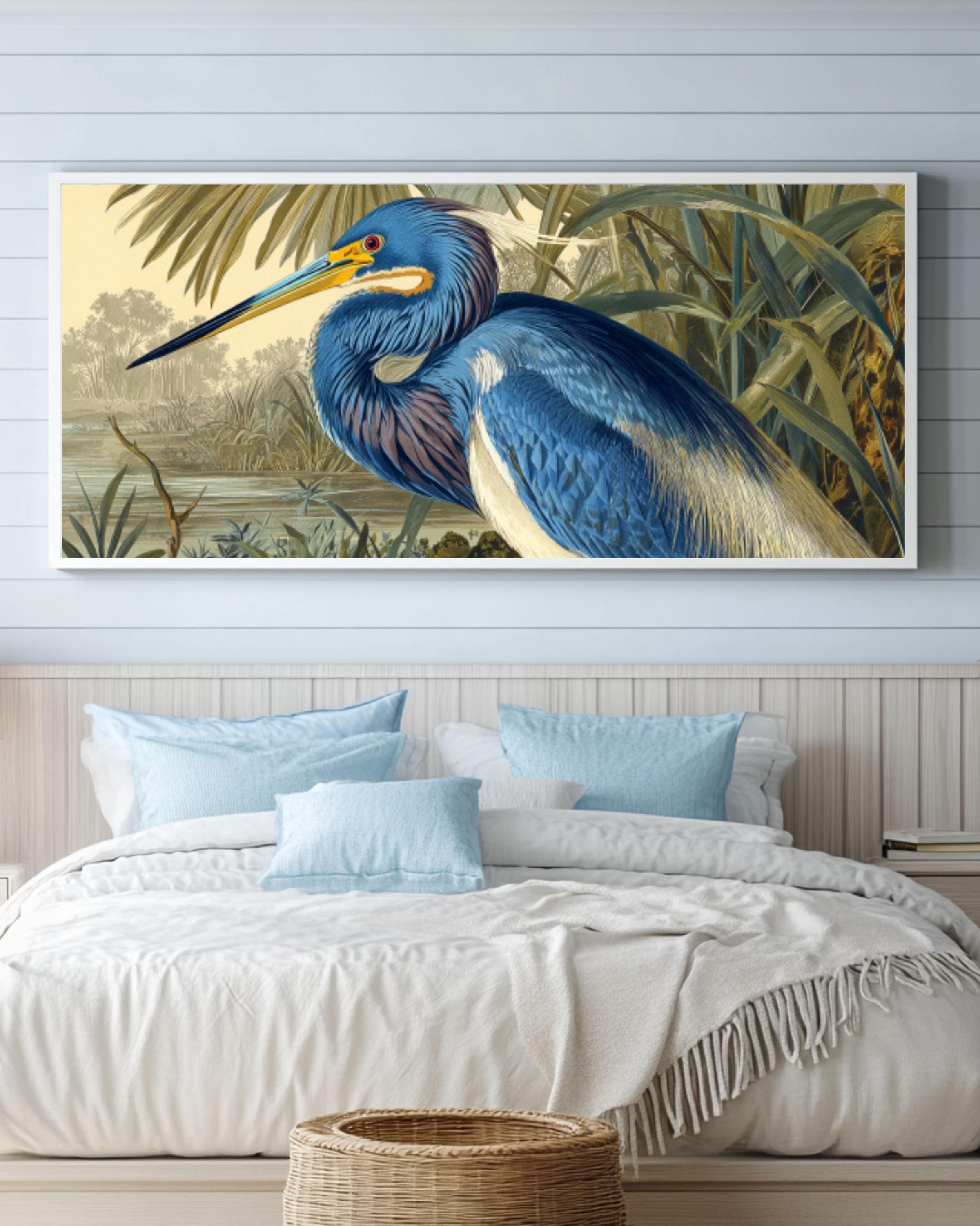 Tricolored Heron Audubon Wall Art | Vintage Bird Illustration Print
