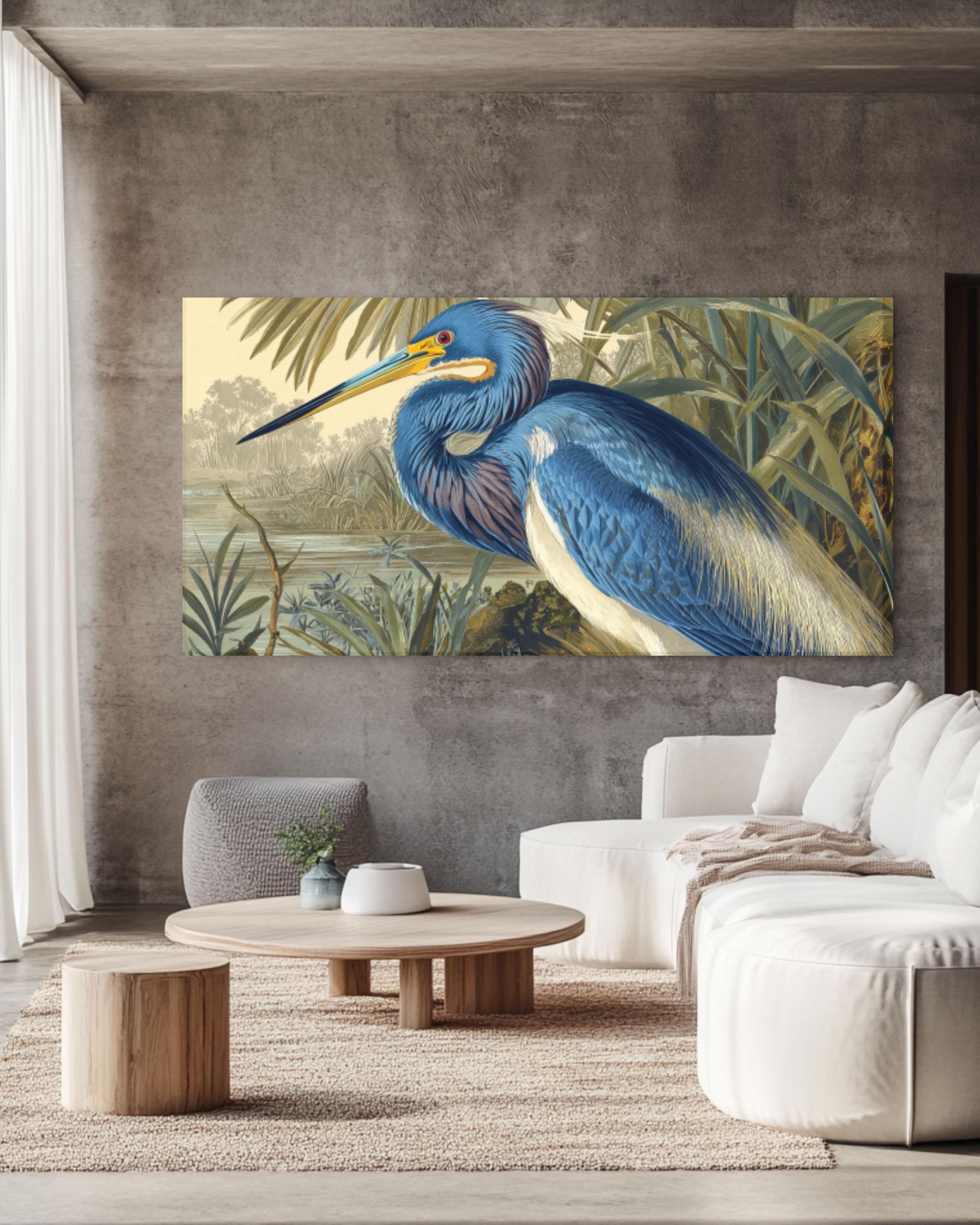 Tricolored Herons Audubon Art: Vintage Bird Illustration, Pastel Colors for home and office wall décor