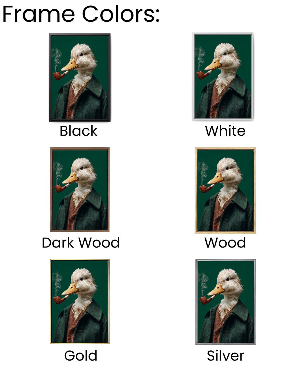 Smoking Duck Portrait Wall Art | Quirky Green Modern Canvas Decor