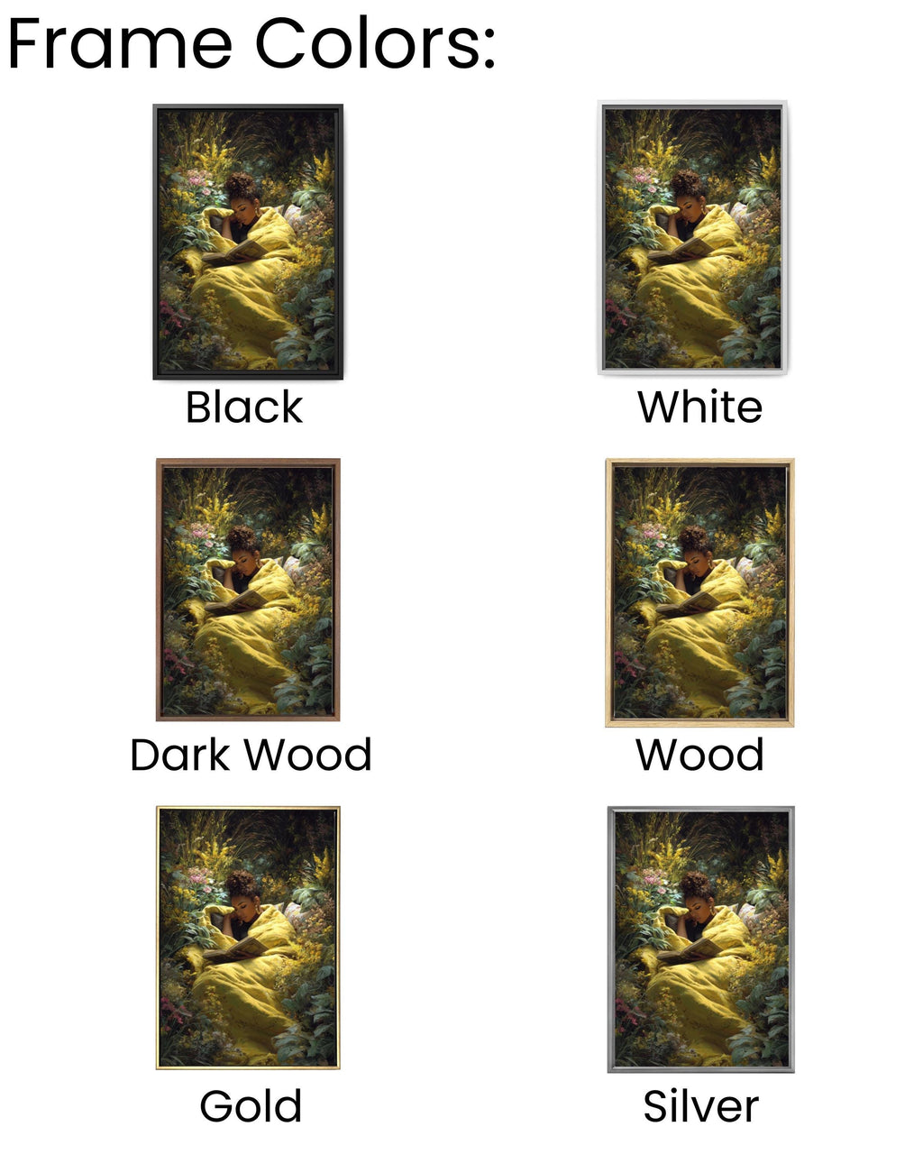 Black Woman Reading Wall Art | Garden Scene Canvas Print | Cozy Decor