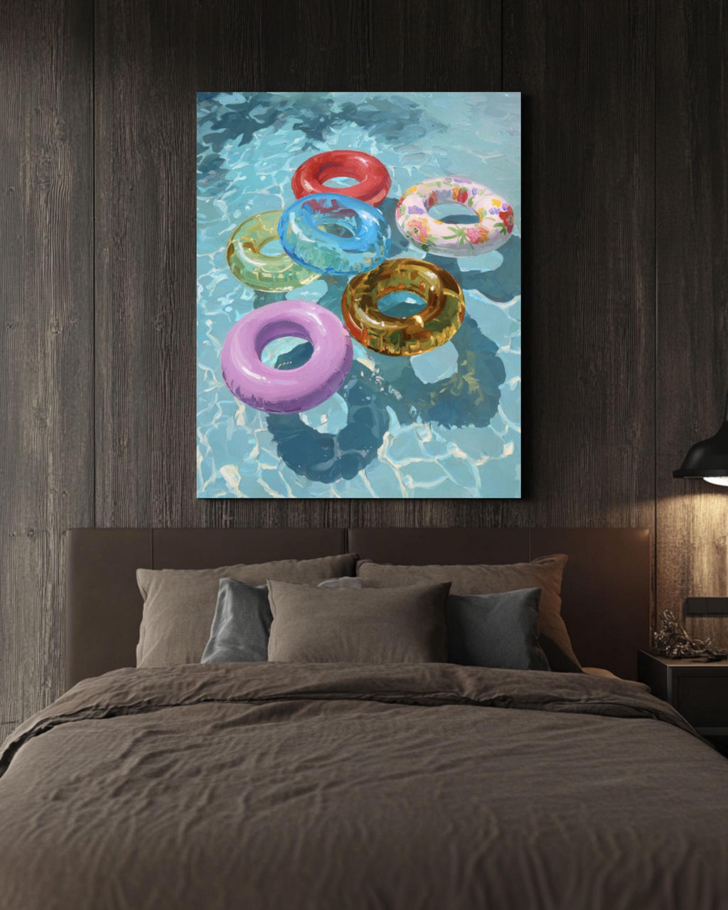 Pastel Pool Rings Wall Art | Decorative Maximalist Canvas Print