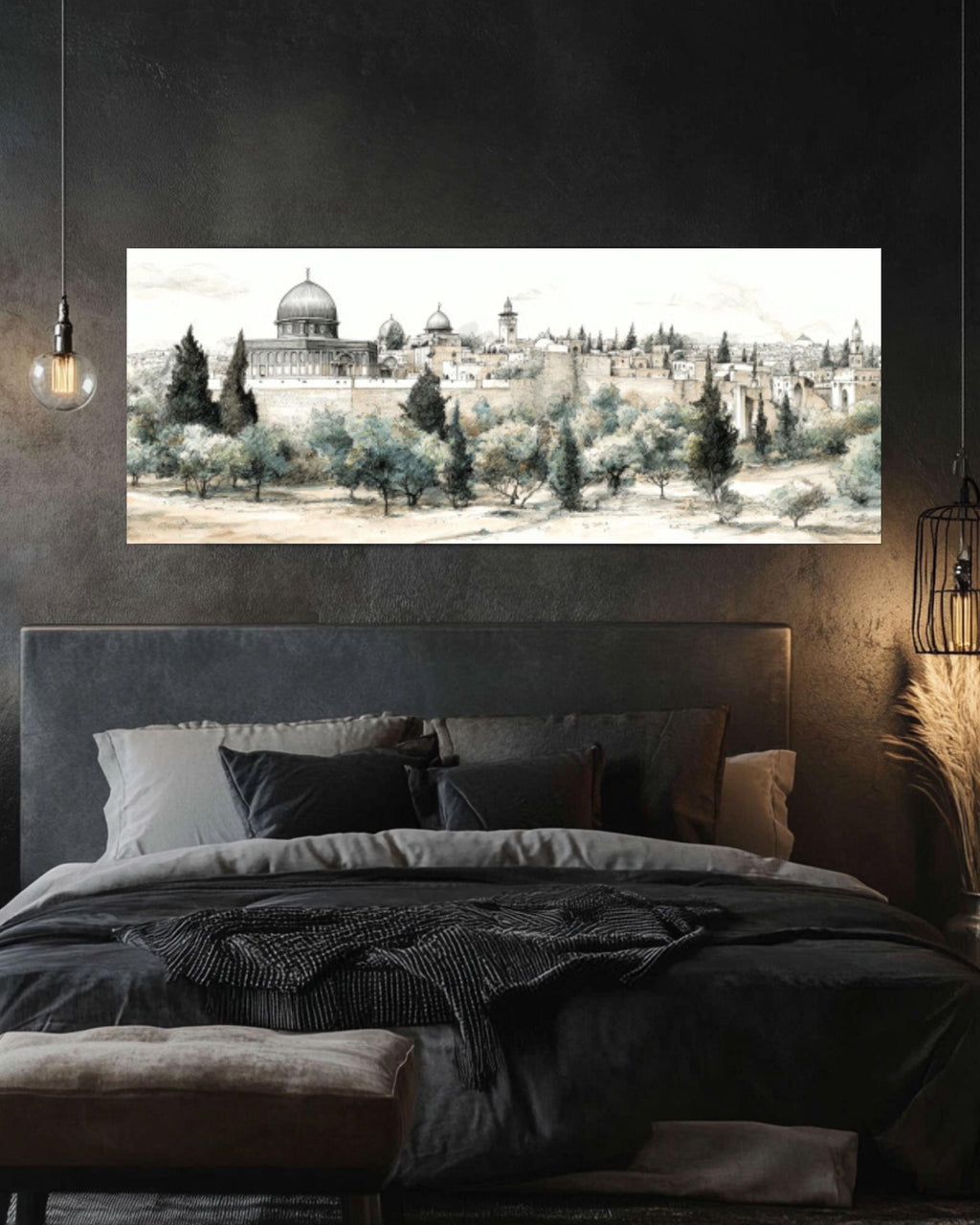 Al-Aqsa Mosque Art Print: Jerusalem Watercolor Canvas Wall Decor for home and office wall décor