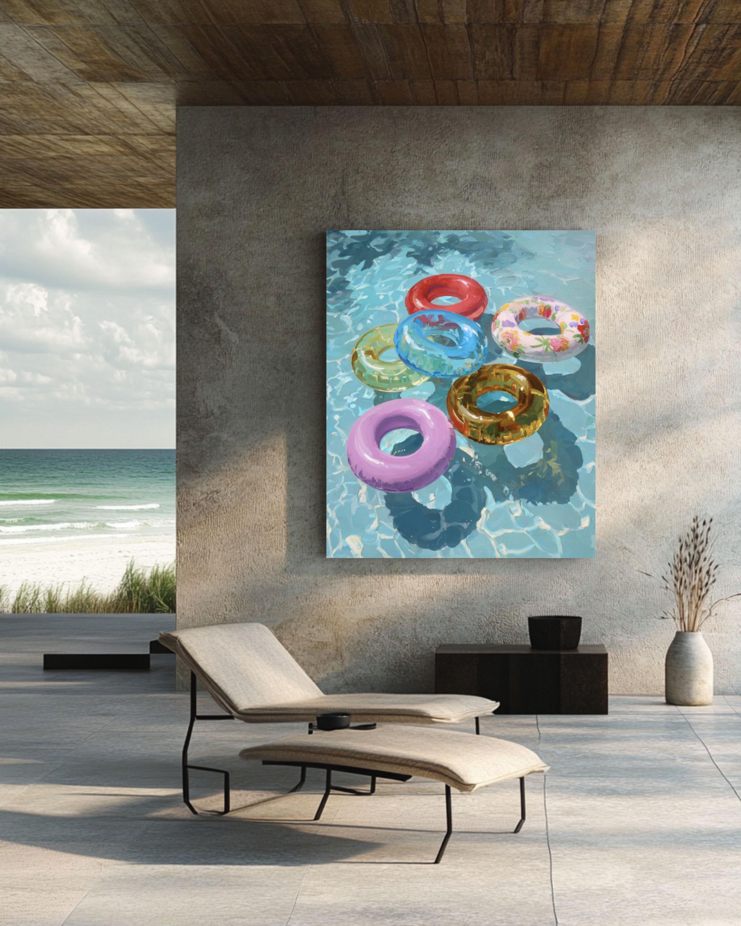 Pastel Pool Rings Art: Mackenzie Childs & William Morris Style for home and office wall décor