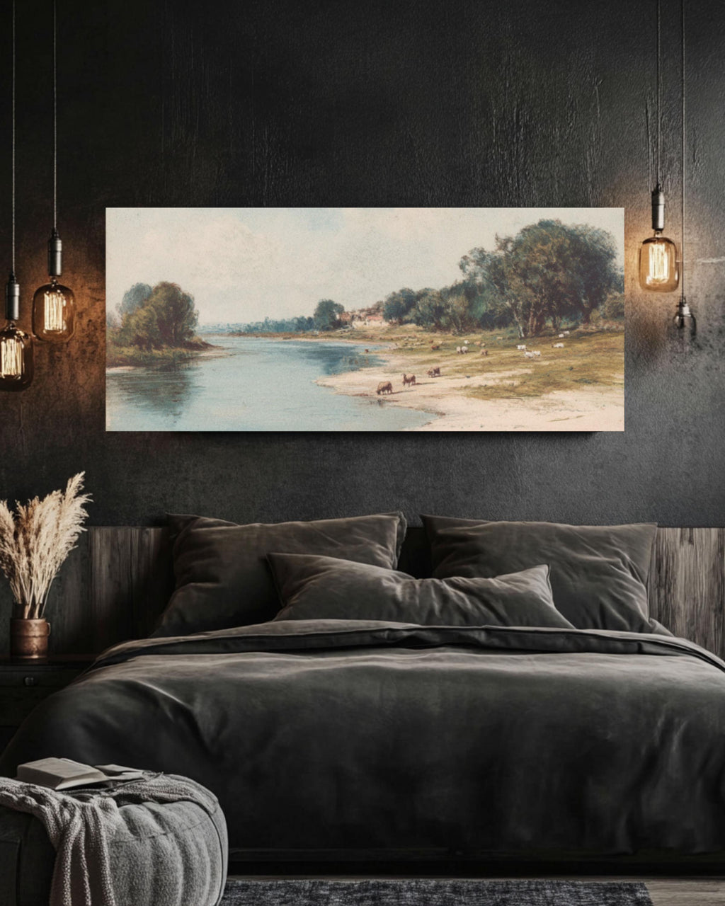 Victorian River Pastoral Wall Art | Impressionist Canvas Print