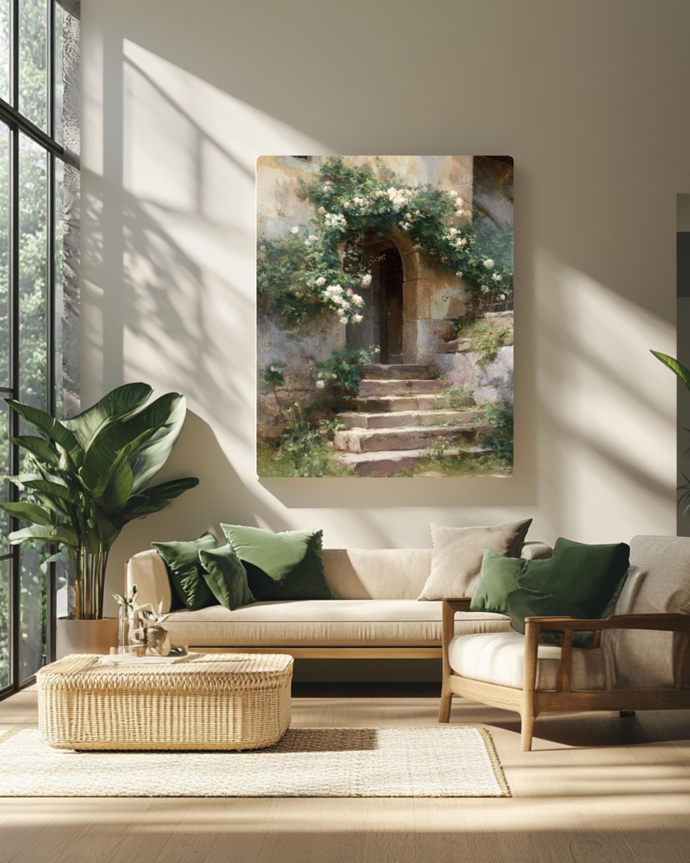 Cottage Roses & Ivy Wall Art | Vintage French Impressionist Style Print