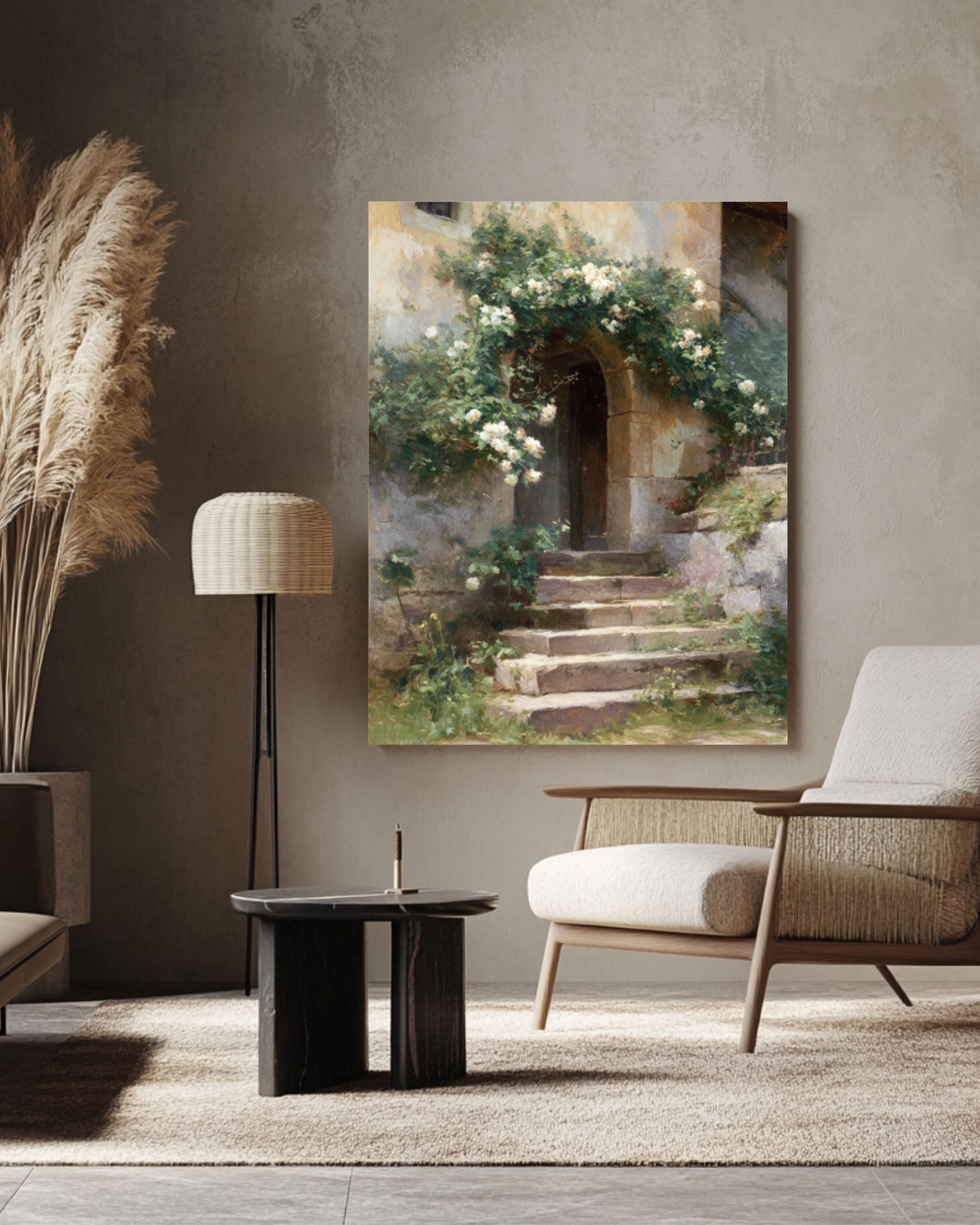 Morisot Style Cottage Art: Roses & Ivy, Vintage French Decor for home and office wall décor