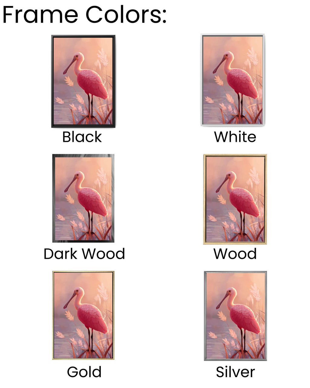 Roseate Spoonbill Bird Wall Art | Pastel Cartoon Poster | Canvas or Framed