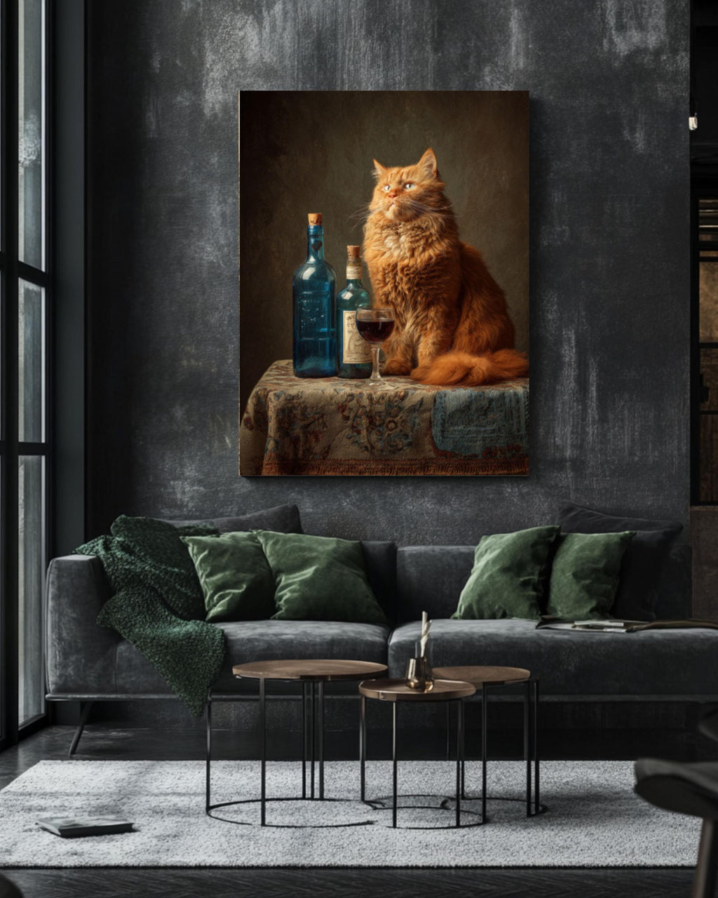 Fat Orange Cat Wine Wall Art Print | Whimsical Kitchen Decor