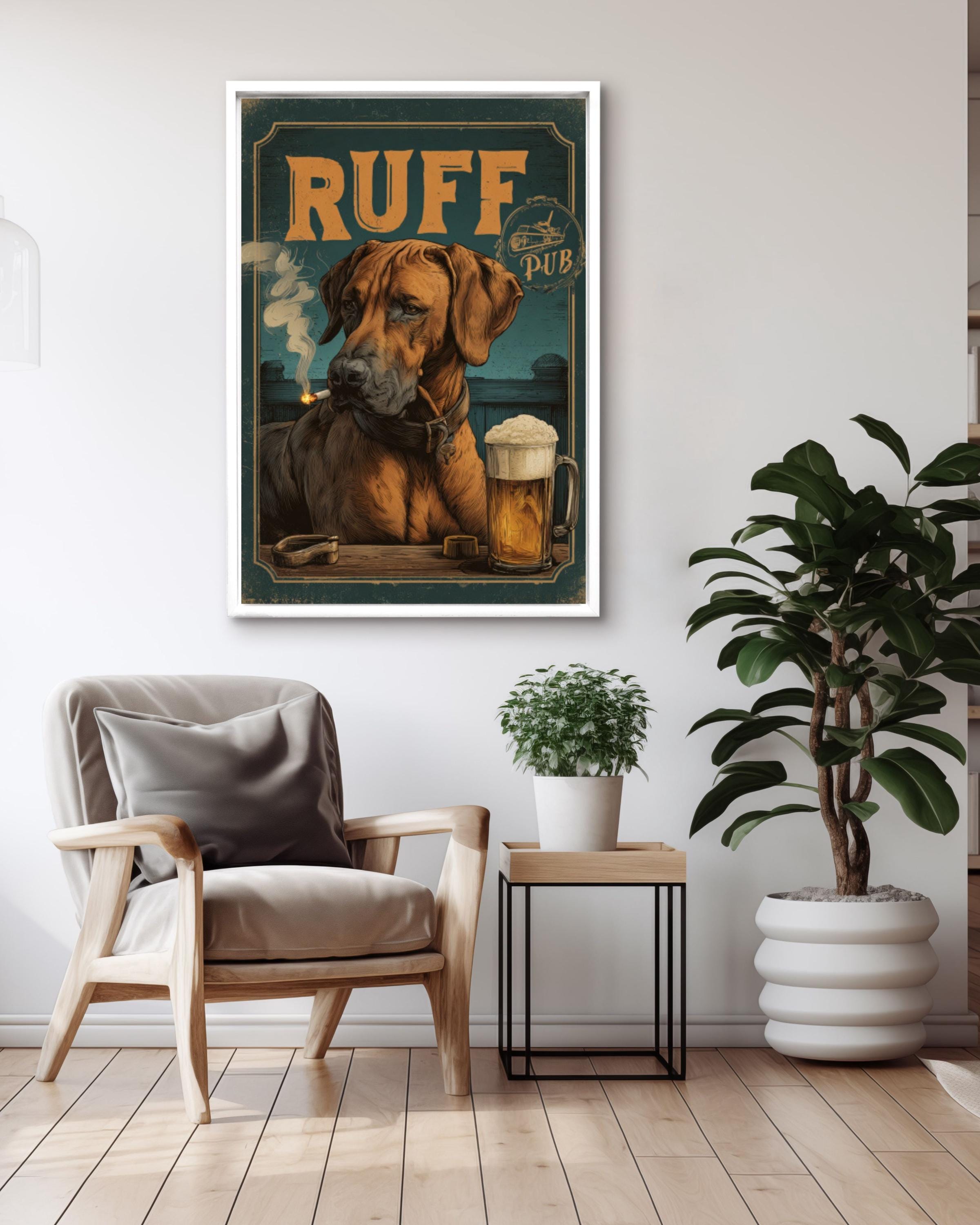 Rhodesian Ridgeback Wall Art Print | Vintage 1930s Dog Poster | Pub Bar Decor