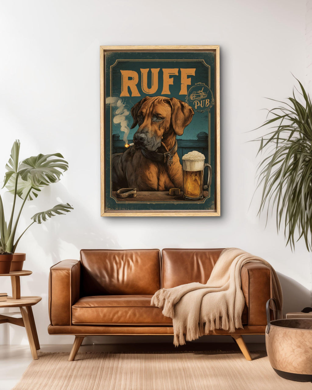 Rhodesian Ridgeback Wall Art Print | Vintage 1930s Dog Poster | Pub Bar Decor