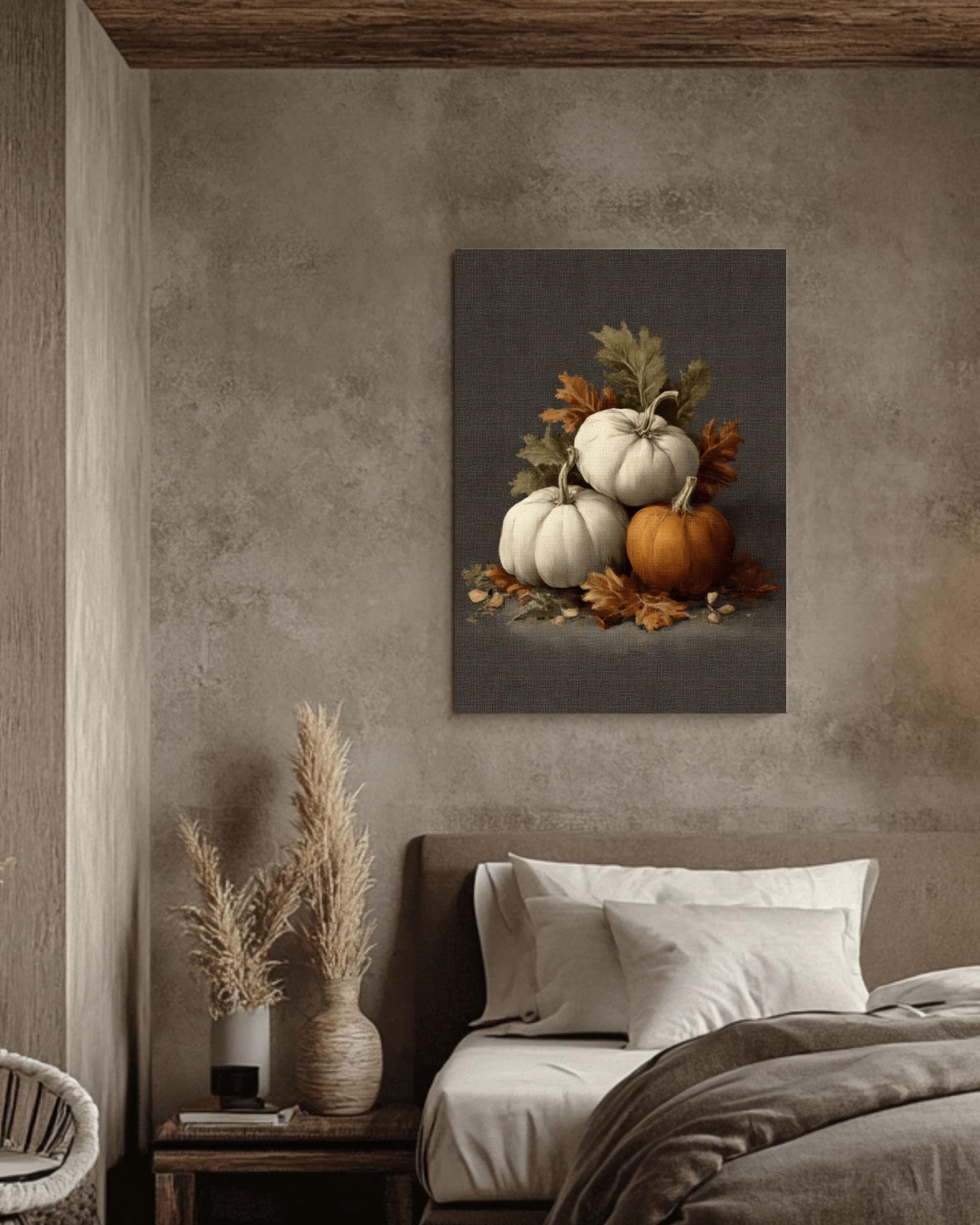 Vintage Pumpkin Art: Muted Autumn Colors, Farmhouse Wall Decor for home and office wall décor
