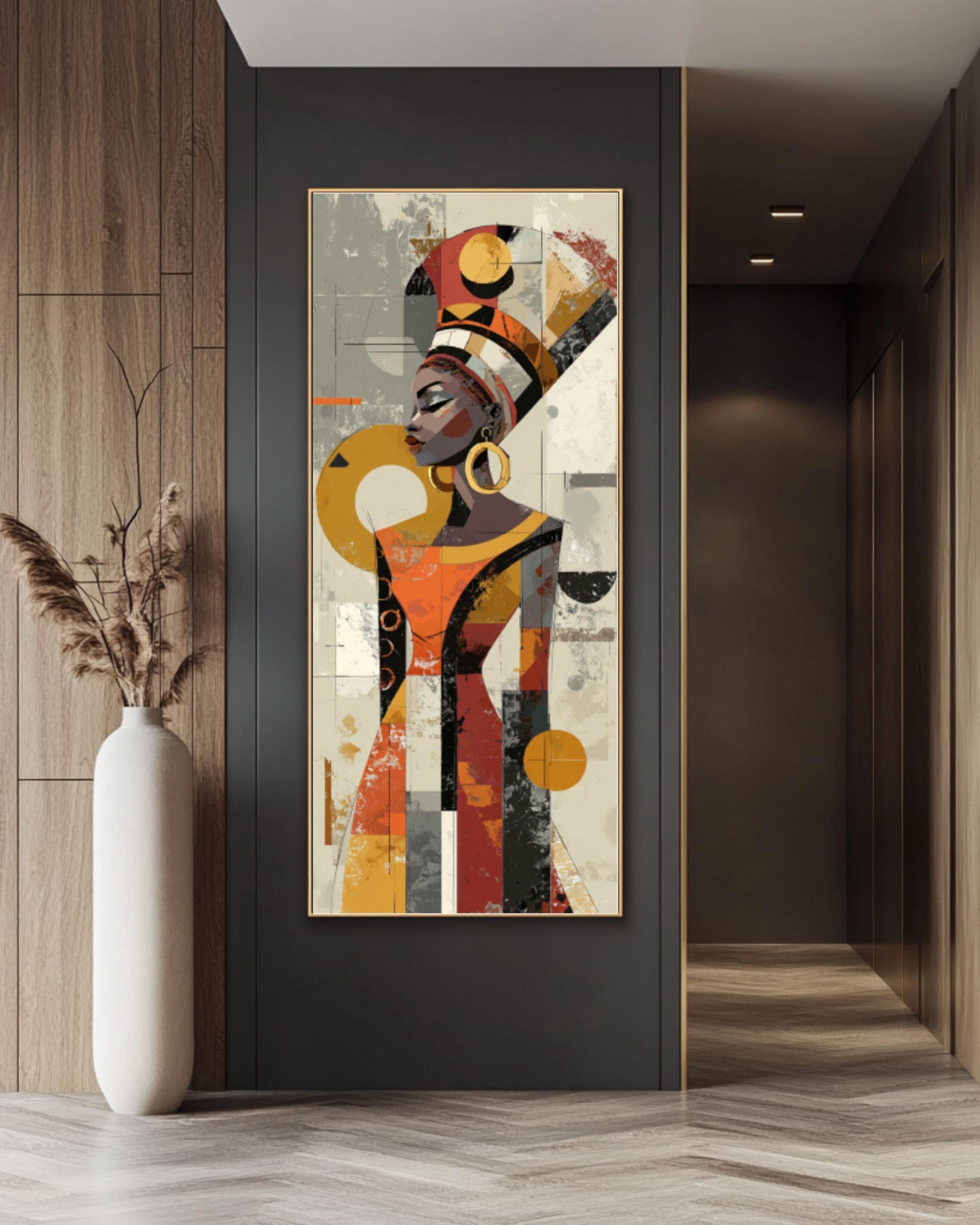 Abstract African Woman Wall Art | Geometric Portrait Canvas Print