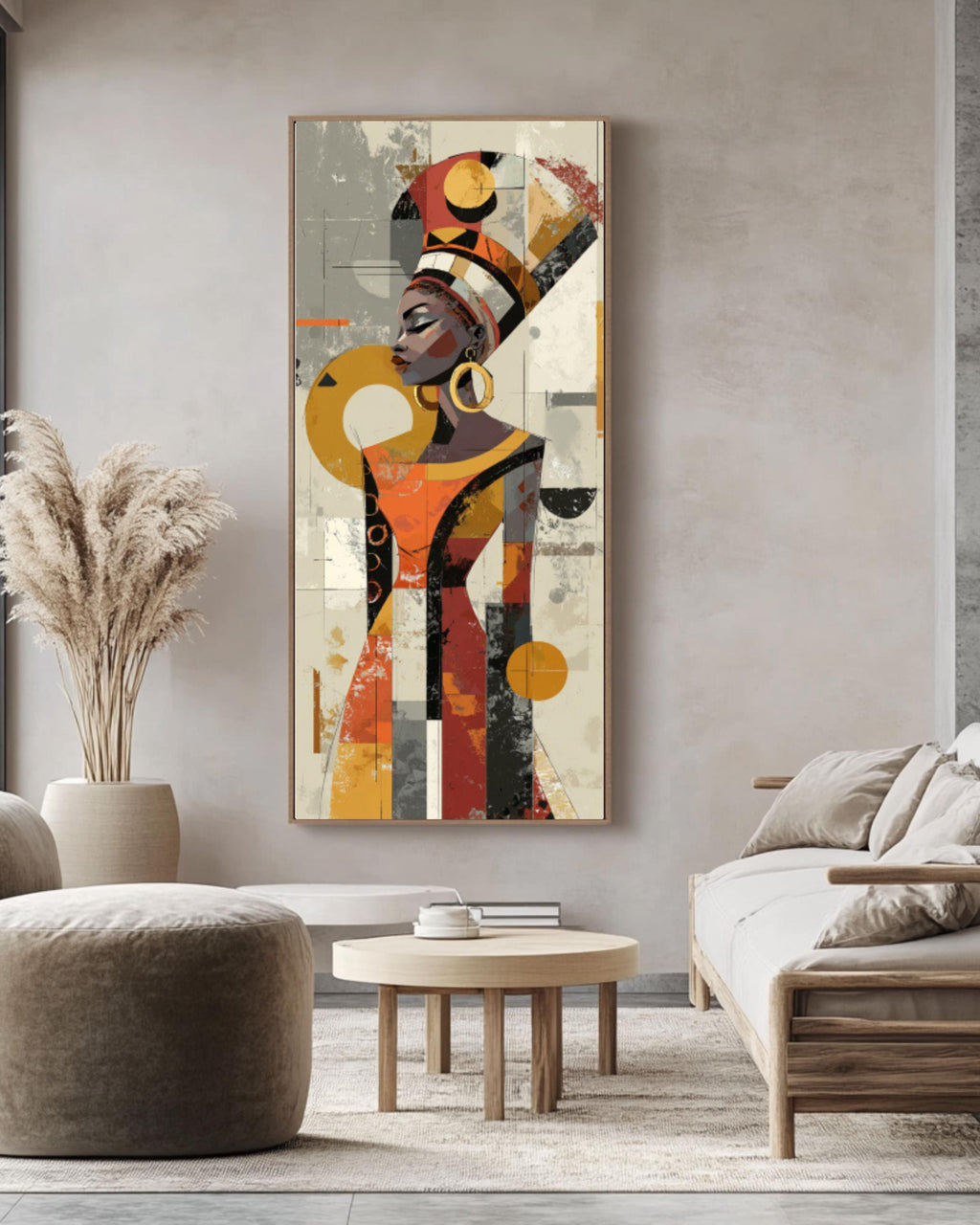 Abstract African Woman Wall Art | Geometric Portrait Canvas Print