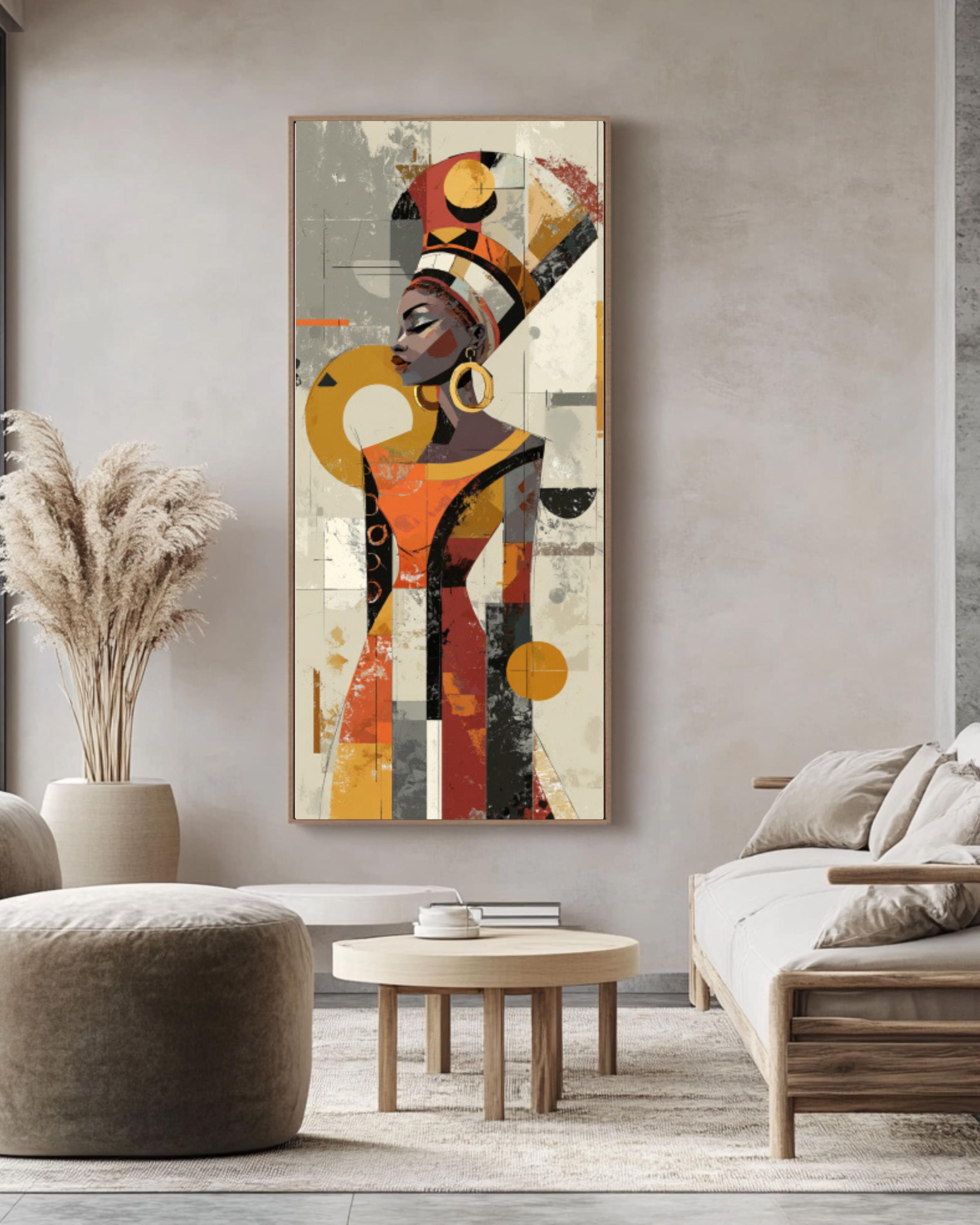 Abstract African Woman Wall Art | Geometric Portrait Canvas Print
