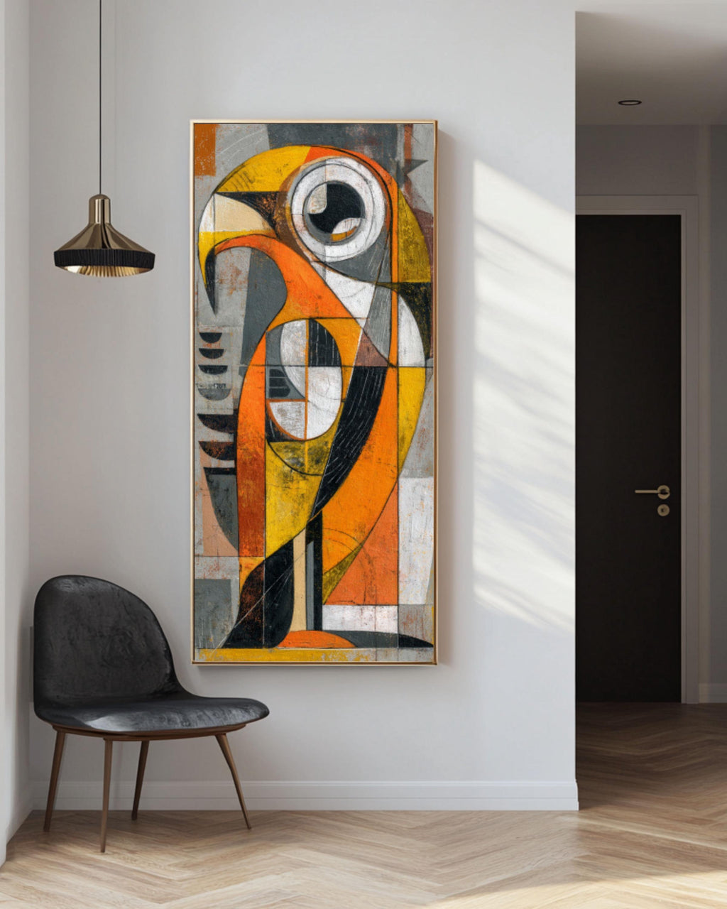 Picasso Style Abstract Bird Wall Art | Geometric Cubist Canvas Print