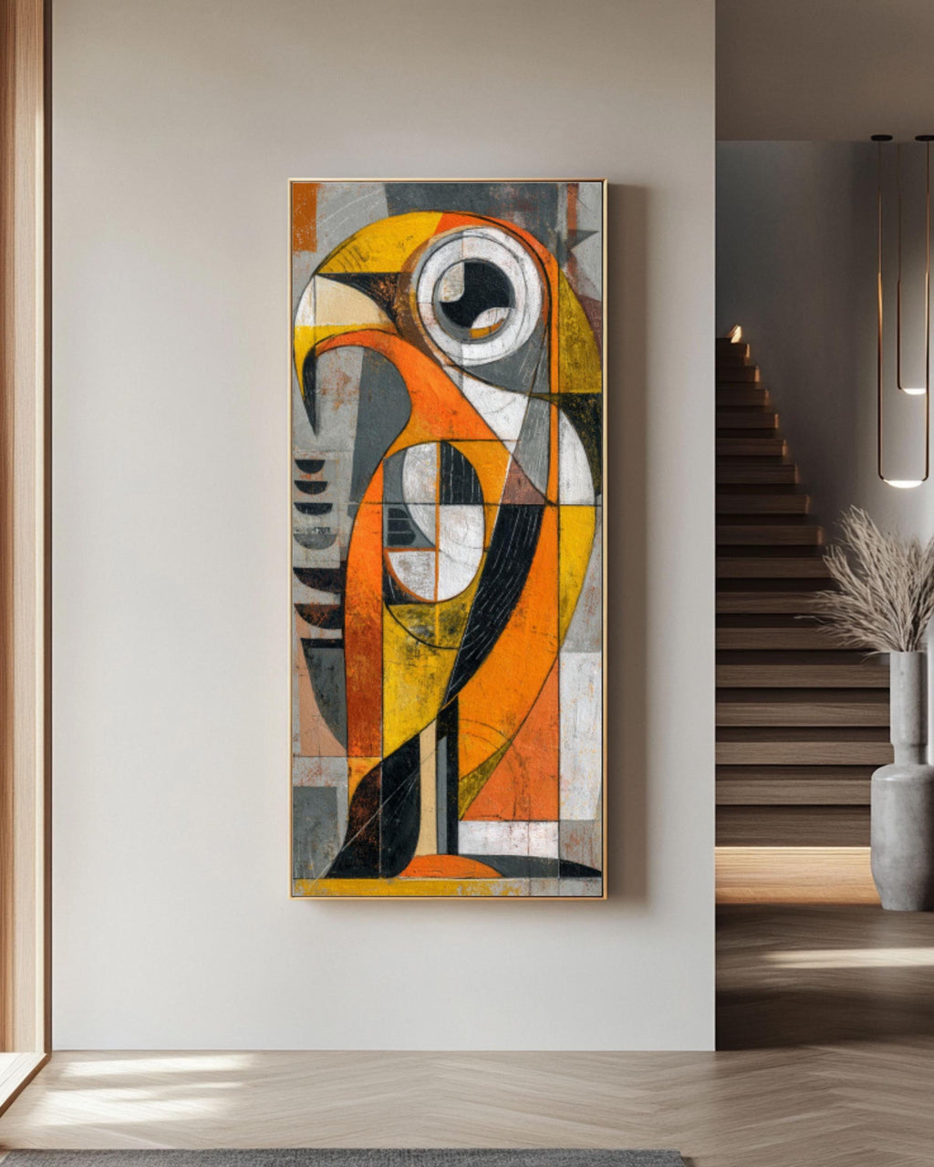 Picasso Style Abstract Bird Wall Art | Geometric Cubist Canvas Print