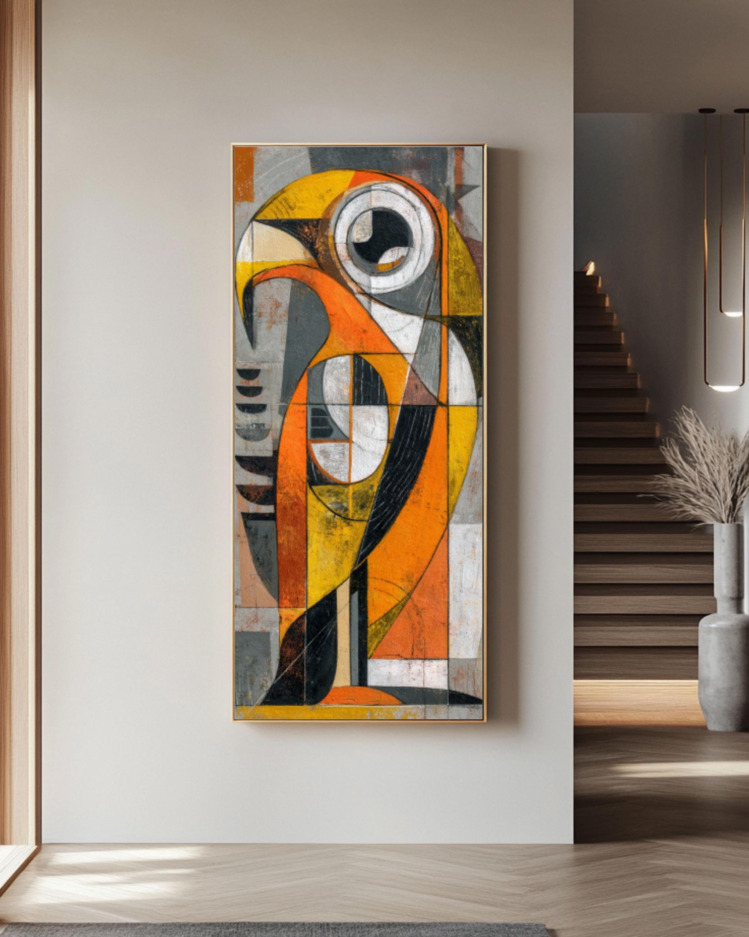 Picasso Style Abstract Bird Wall Art | Geometric Cubist Canvas Print