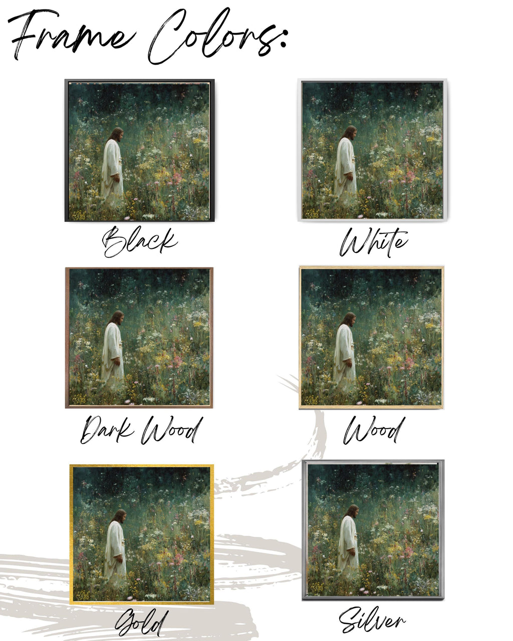 Jesus in Wildflower Field Wall Art | Spiritual Painterly Canvas Print