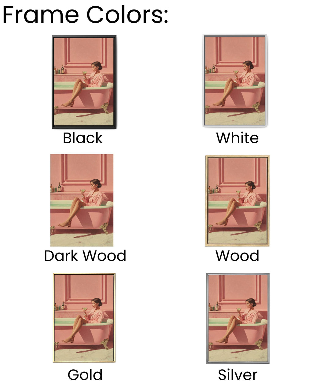 Elegant Woman in Pink Bathtub Canvas Art – Pastel Decor