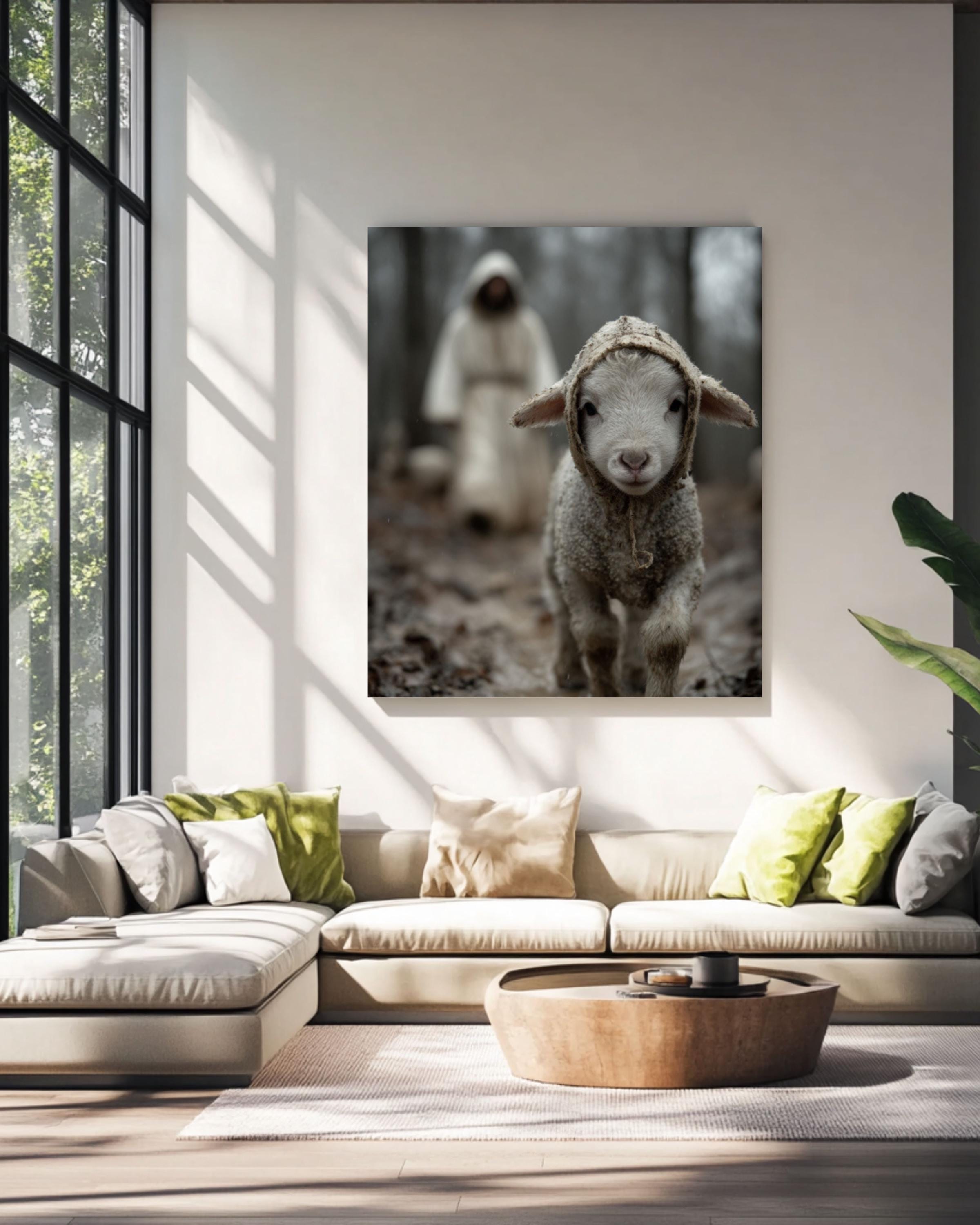 Lamb in Muddy Forest Wall Art | Faith-Inspired Cinematic Canvas Print