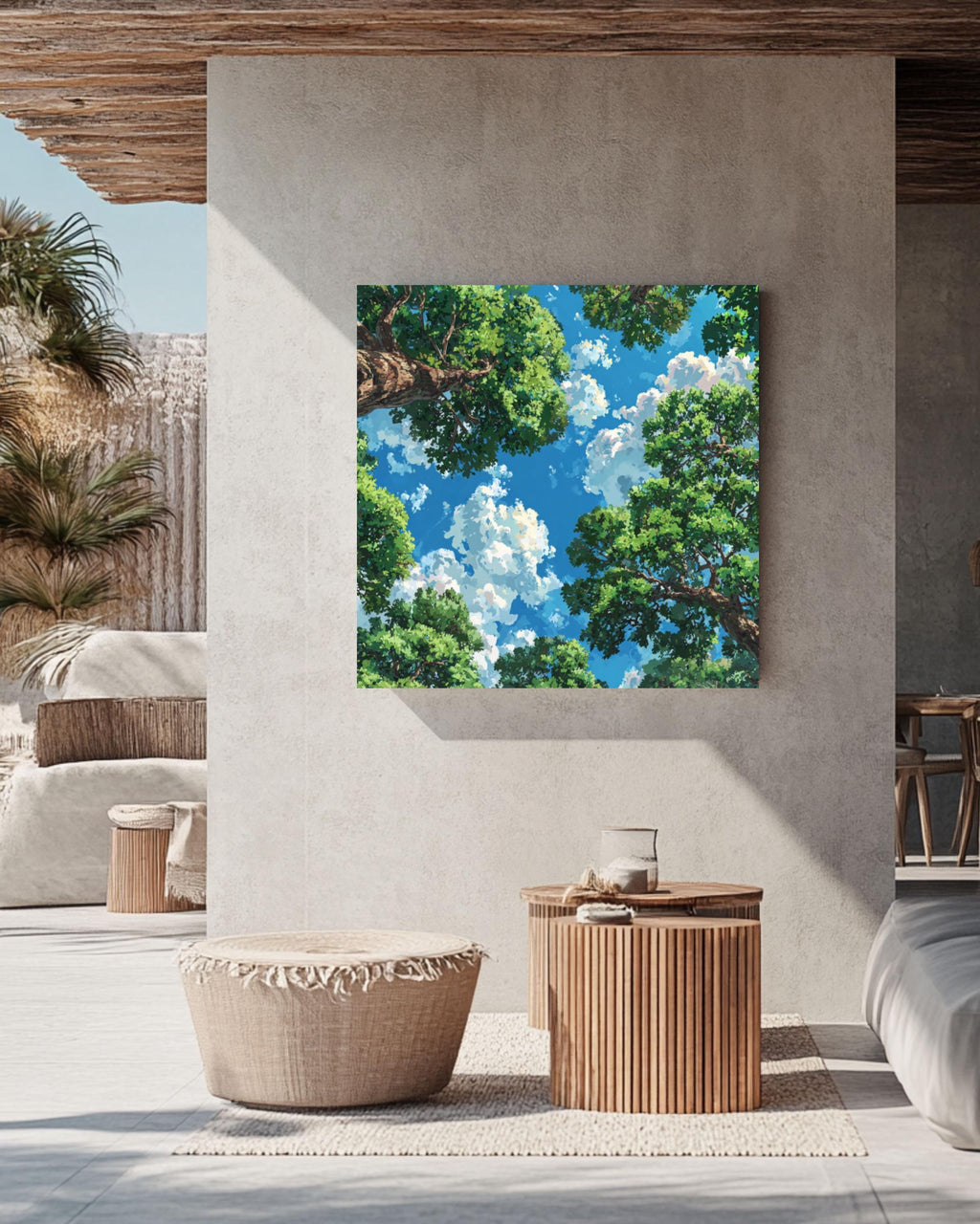 Pastel Tree Canopy Anime Nature Wall Art