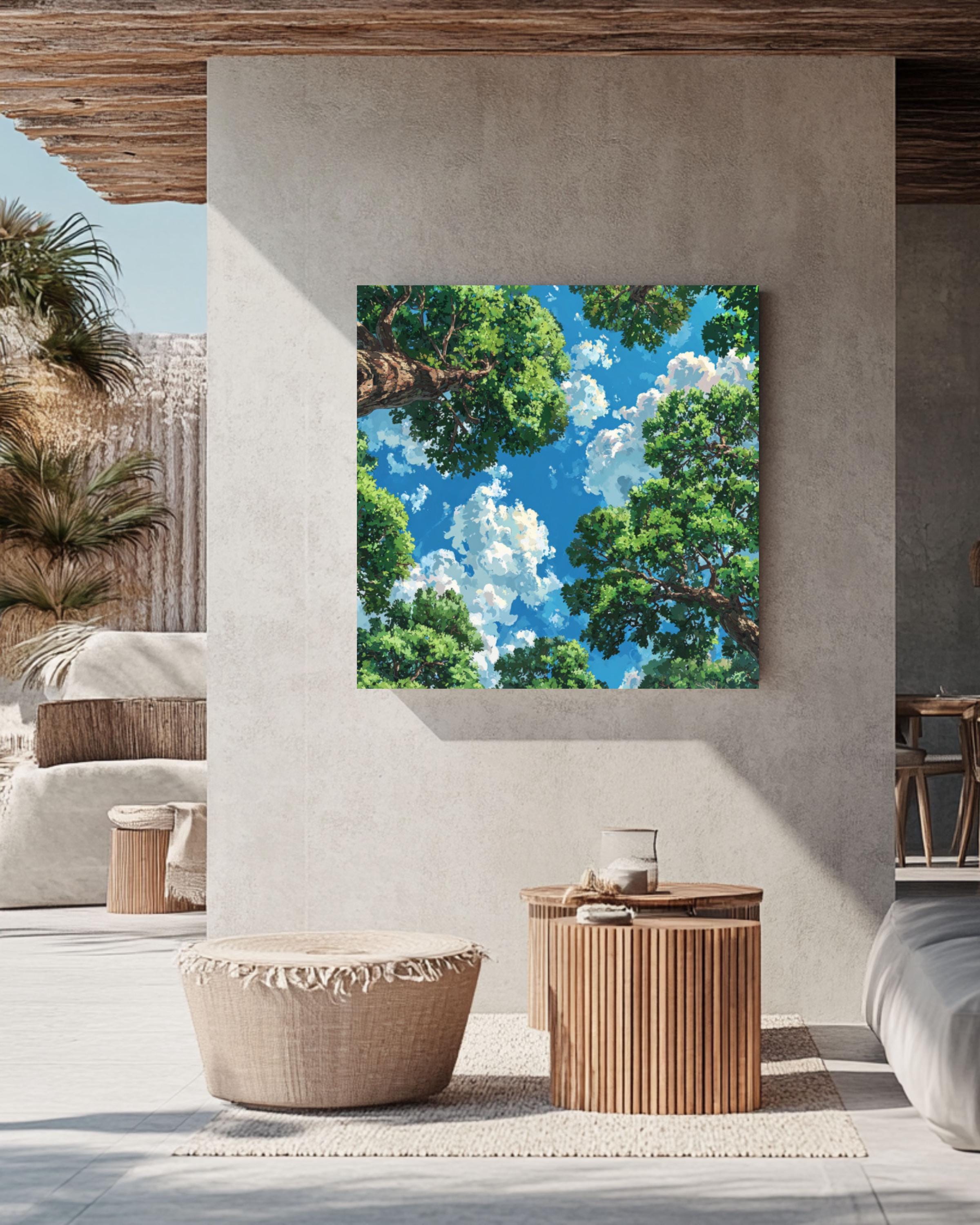 Pastel Tree Canopy Anime Nature Wall Art