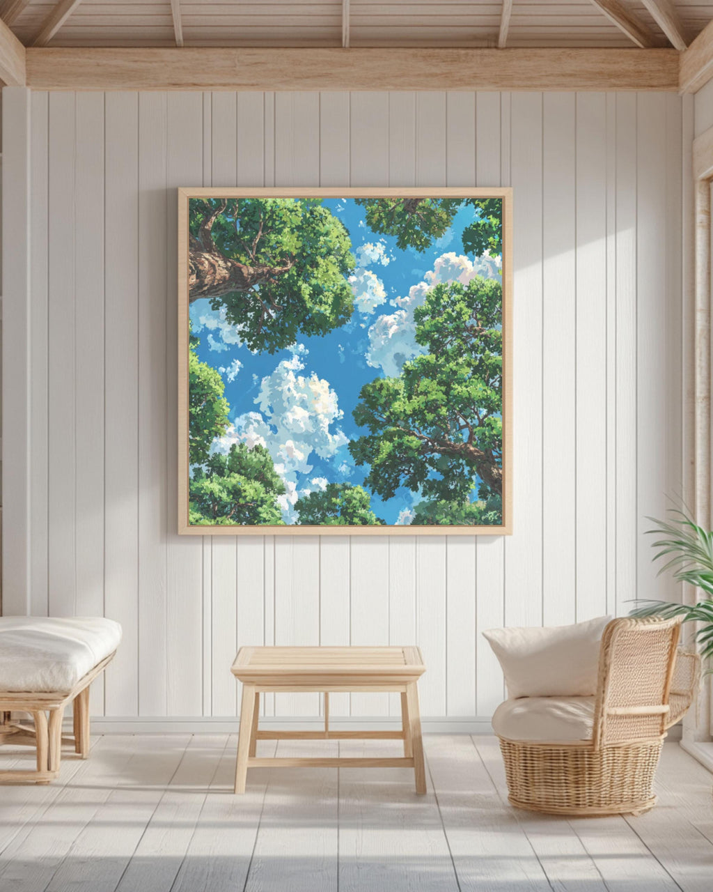 Pastel Tree Canopy Anime Nature Wall Art