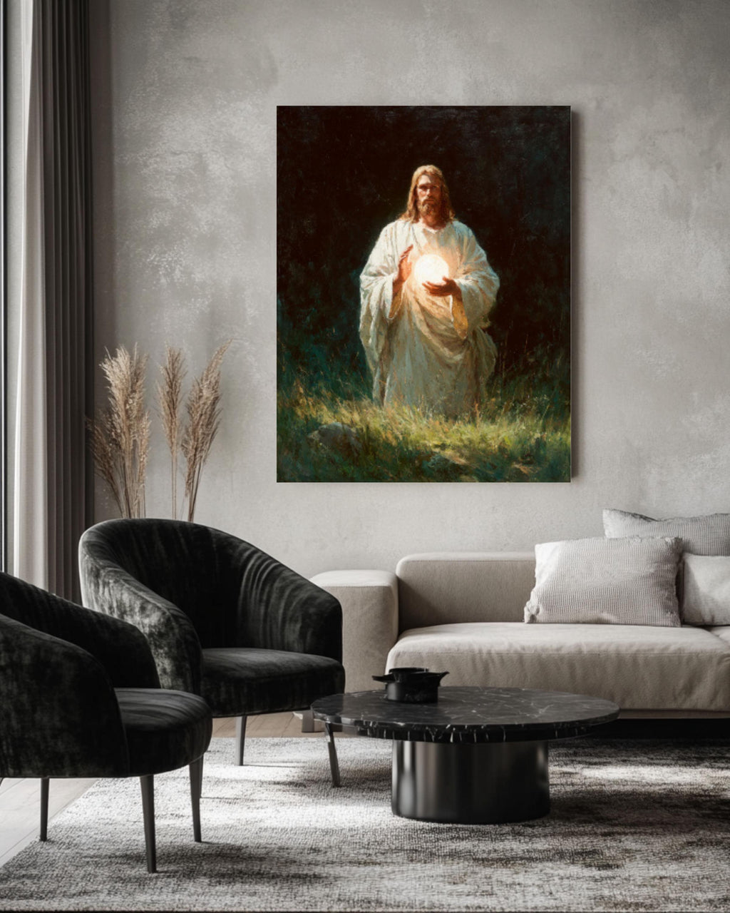 Jesus Holding Light Wall Art | Soft Oil Painting Style | Christian Home Decor