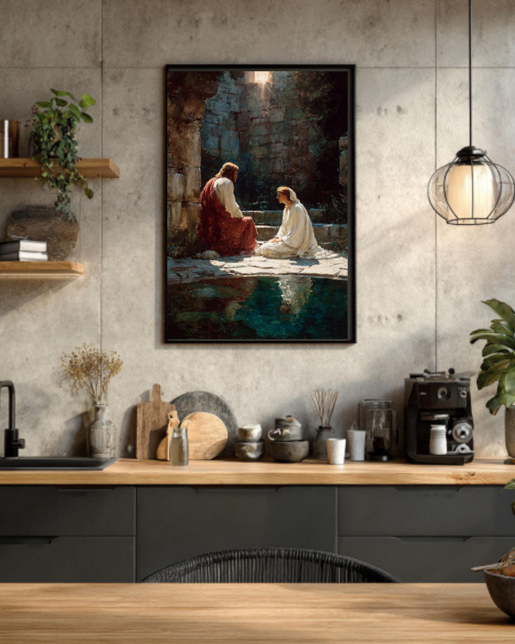 Jesus and Mary Magdalene Art â€“ Biblical Scene, Peaceful Christian Wall Decor Canvas Wall Art Print – Premium Home Decor