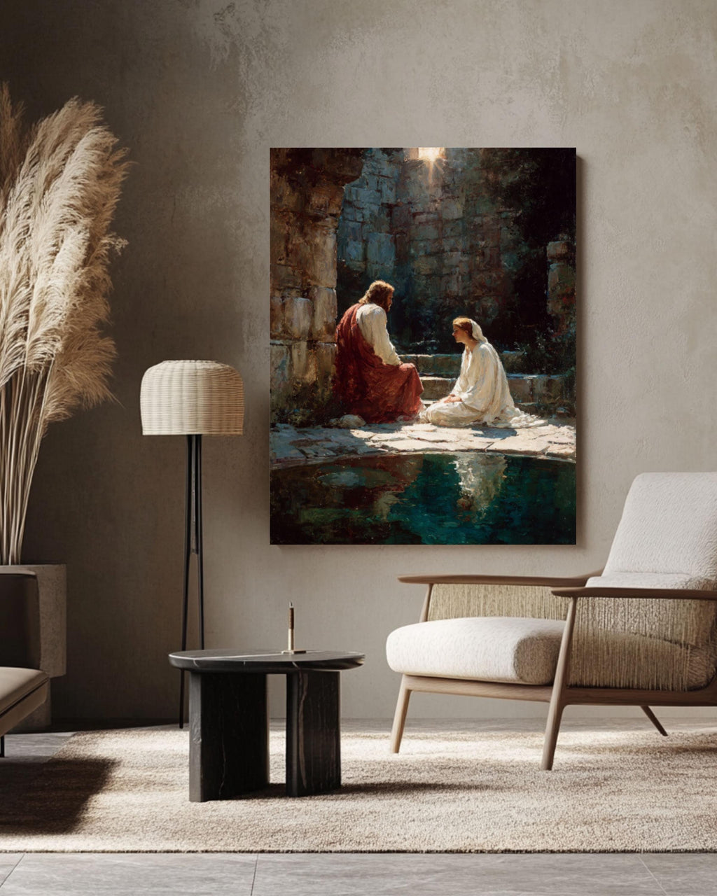 Jesus and Mary Magdalene Art â€“ Biblical Scene, Peaceful Christian Wall Decor Canvas Wall Art Print – Premium Home Decor