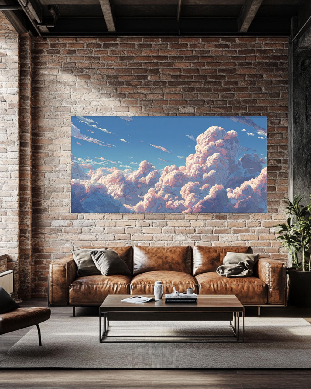 Surreal Cloud Head Canvas Art – Dreamy Sky Painting