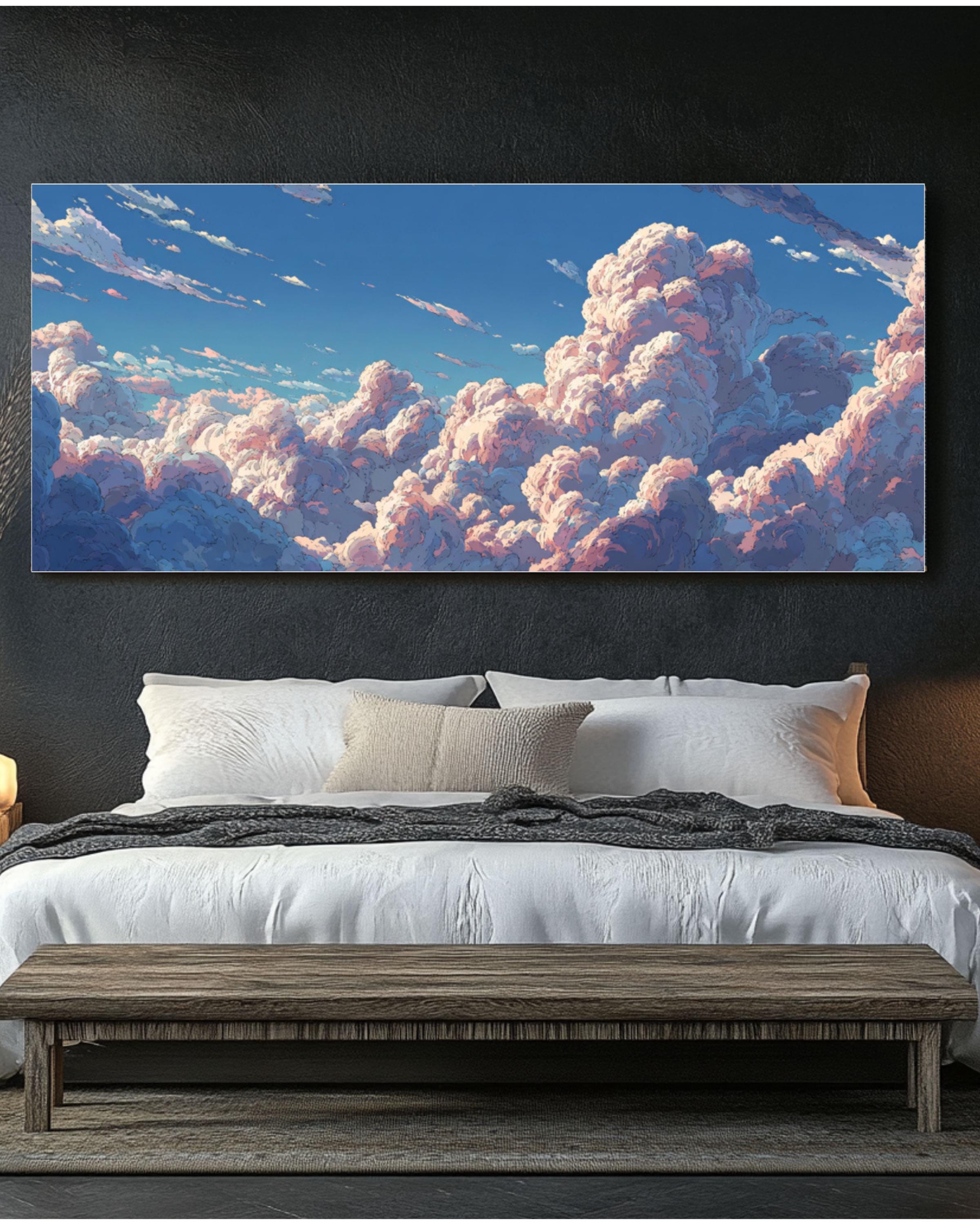 Surreal Cloud Head Canvas Art – Dreamy Sky Painting