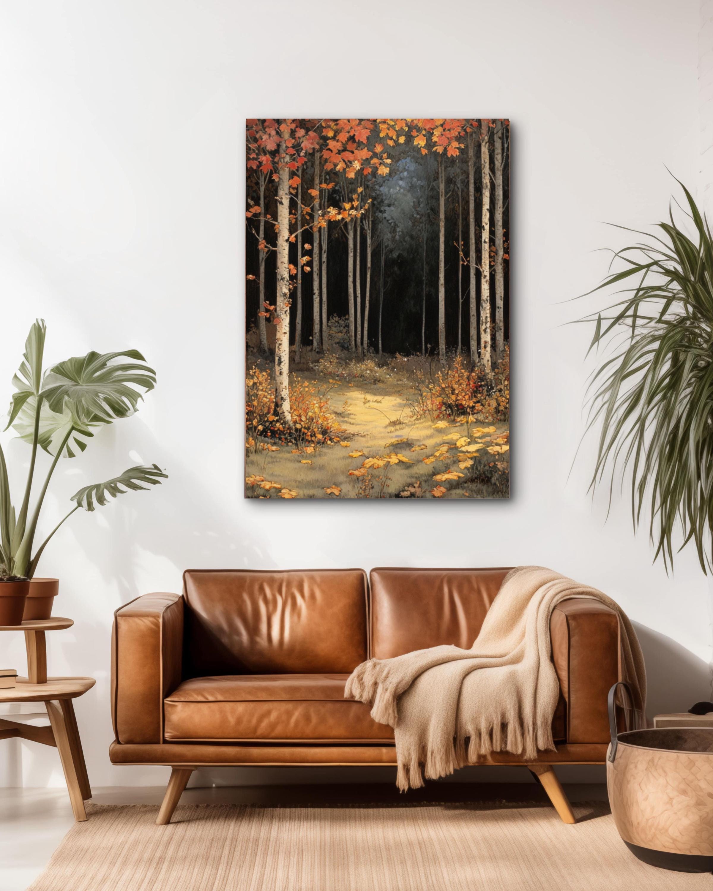 Vintage Botanical Autumn Forest Print: Elegant Fall Decor Canvas Wall Art Print – Premium Home Decor