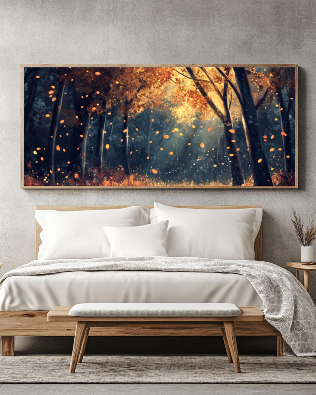 Magical Autumn Forest Path Art: Golden Leaves Canvas Print Canvas Wall Art Print – Premium Home Decor