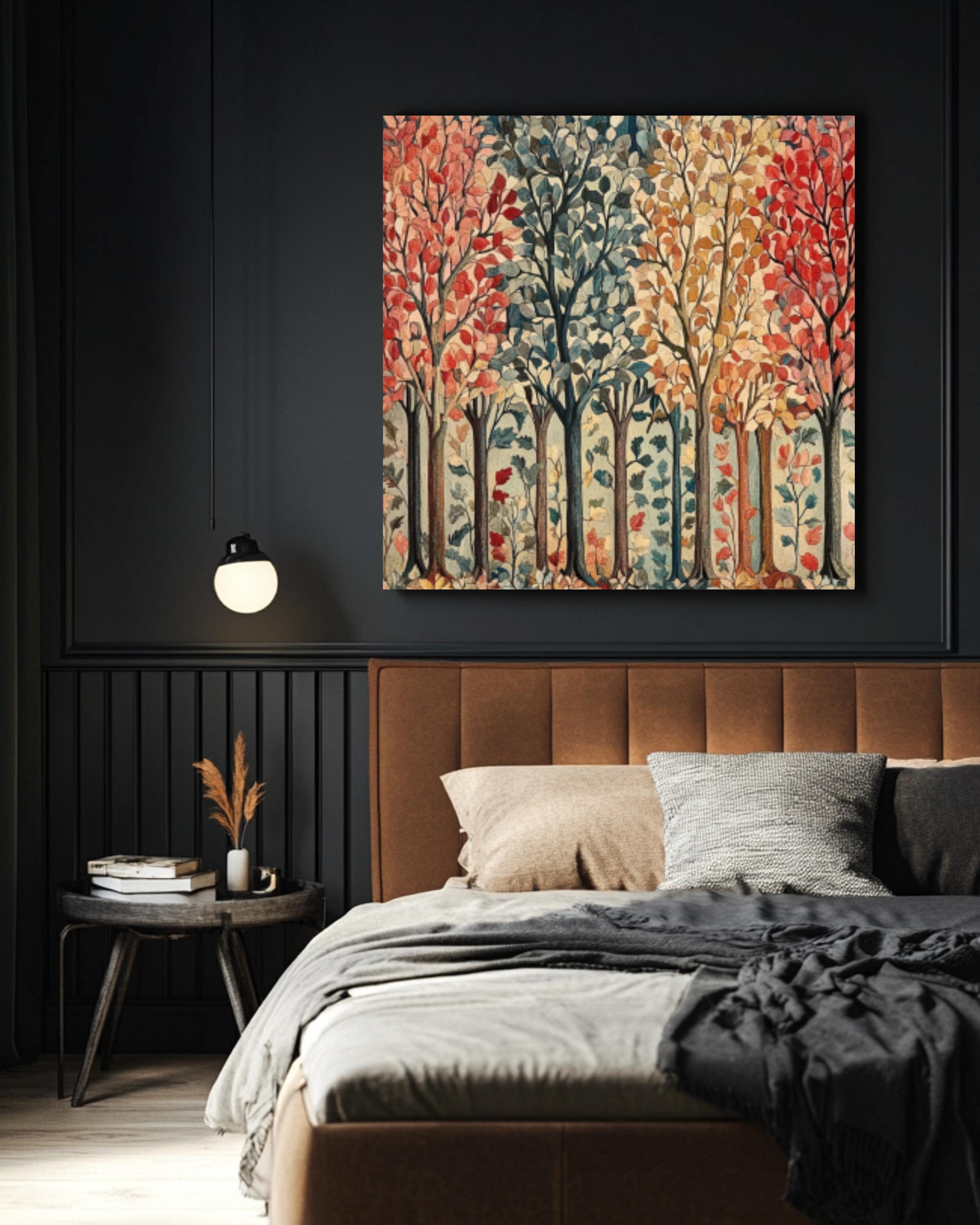 Tapestry Forest Print: Colorful Autumn Leaves, Vintage Home Decor Canvas Wall Art Print – Premium Home Decor