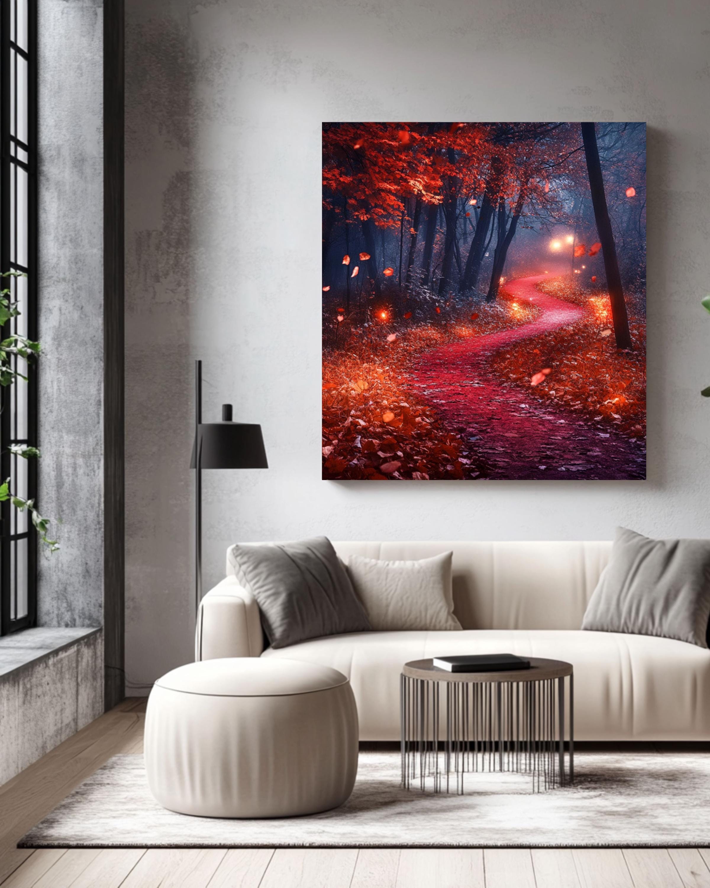 Autumn Forest Night Wall Art: Mystical Fall Landscape Print Canvas Wall Art Print – Premium Home Decor