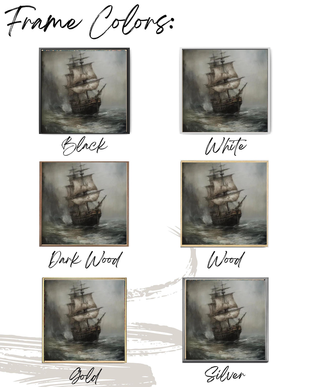 Dark Pirate Ship Art: Moody Stormy Sea Oil Painting Print Canvas Wall Art Print – Premium Home Decor