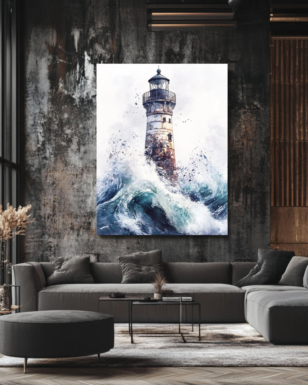 Whimsical Creepy Lighthouse Watercolor Print: Spooky Nautical Wall Art Canvas Wall Art Print – Premium Home Decor