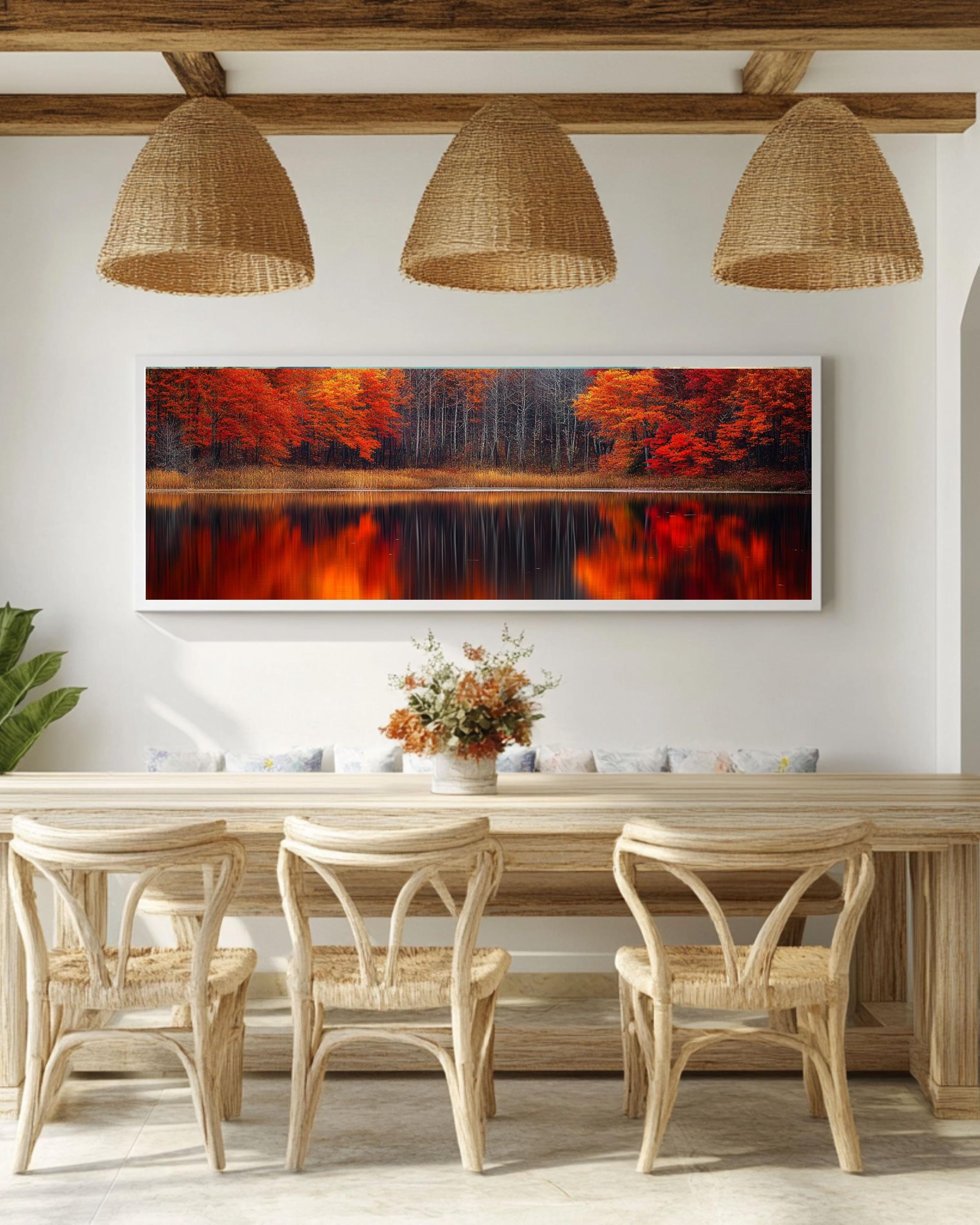 Panoramic Fall Foliage Wall Art – Vibrant Autumn Landscape Canvas Print