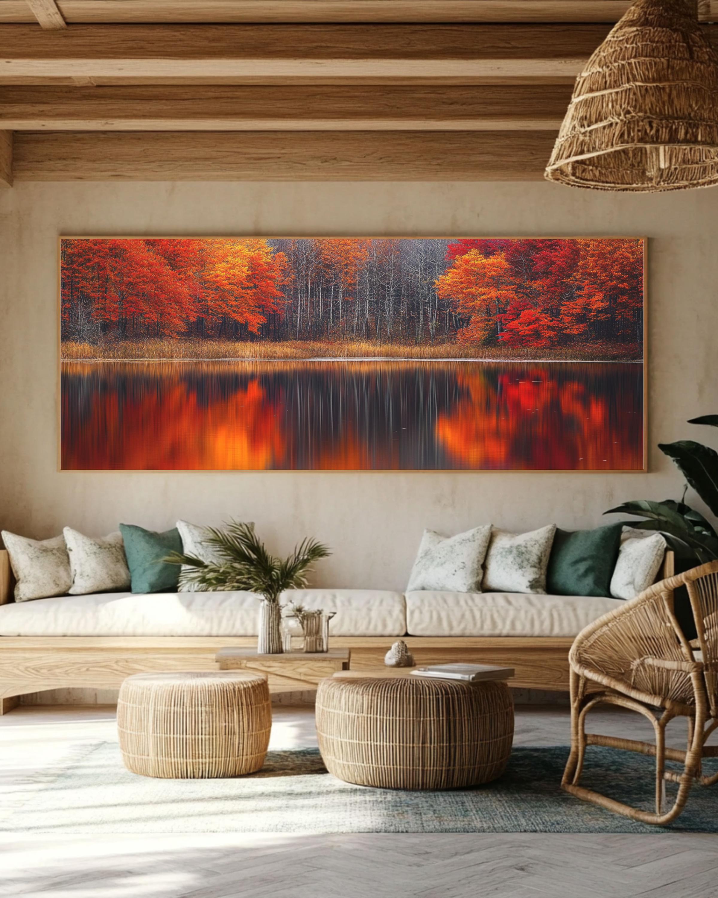 Panoramic Fall Foliage Wall Art – Vibrant Autumn Landscape Canvas Print