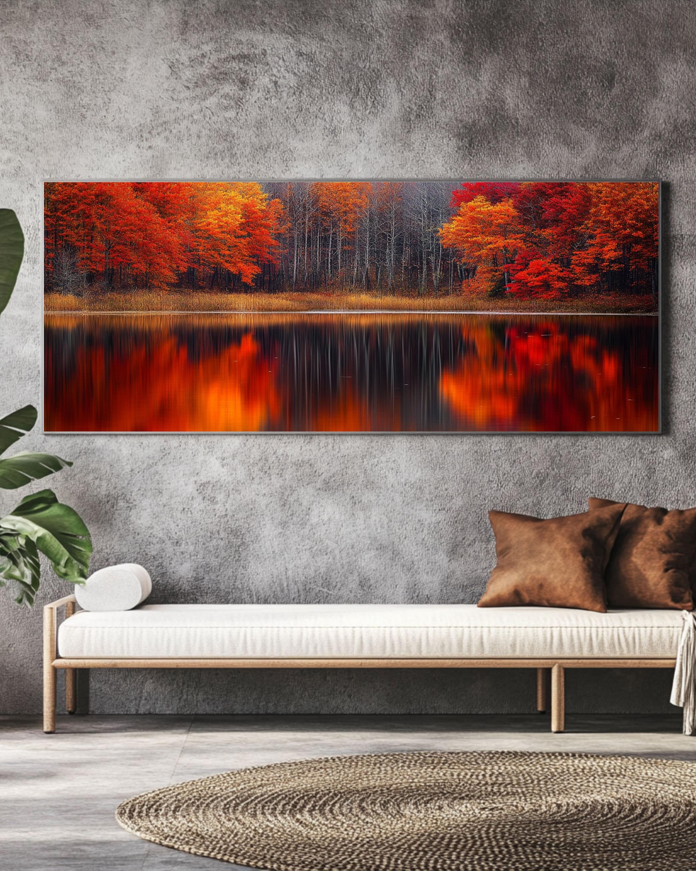 Panoramic Fall Foliage Wall Art – Vibrant Autumn Landscape Canvas Print