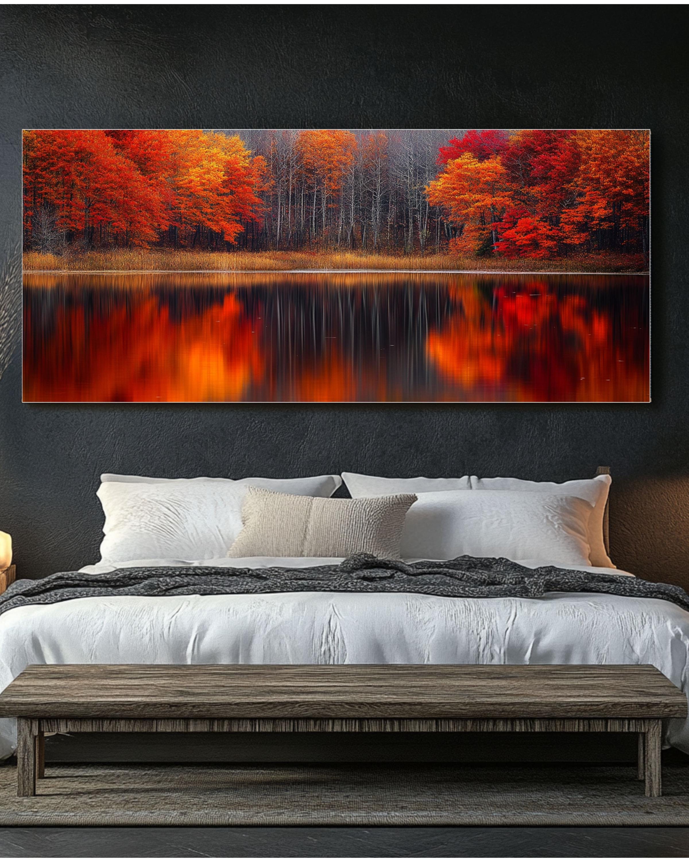 Panoramic Fall Foliage Wall Art – Vibrant Autumn Landscape Canvas Print