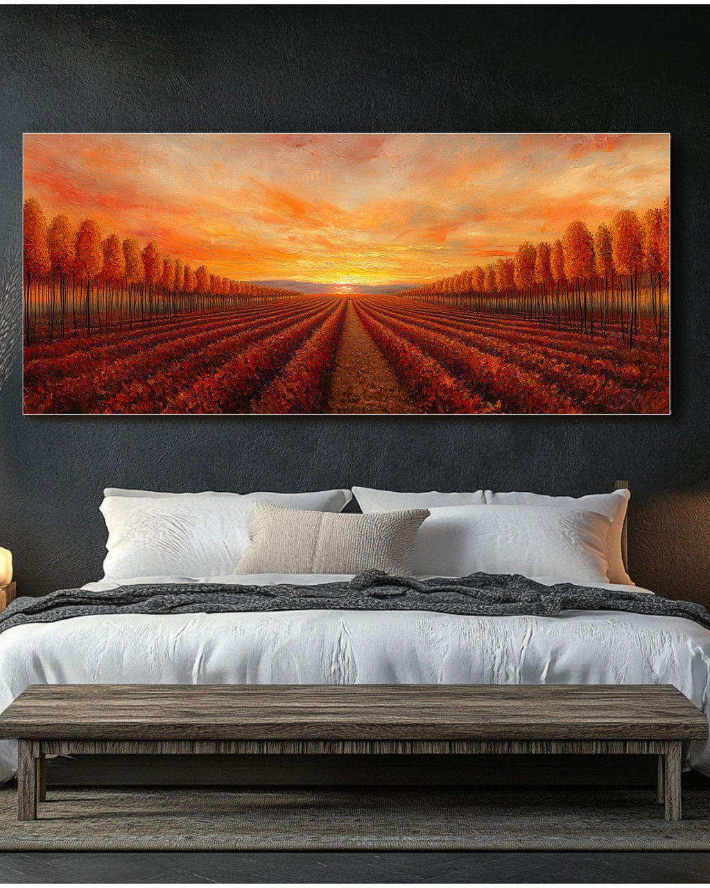 Autumn Forest Oil Painting: Panoramic Fall Landscape - Cozy Home Decor Canvas Wall Art – Modern Decor Print