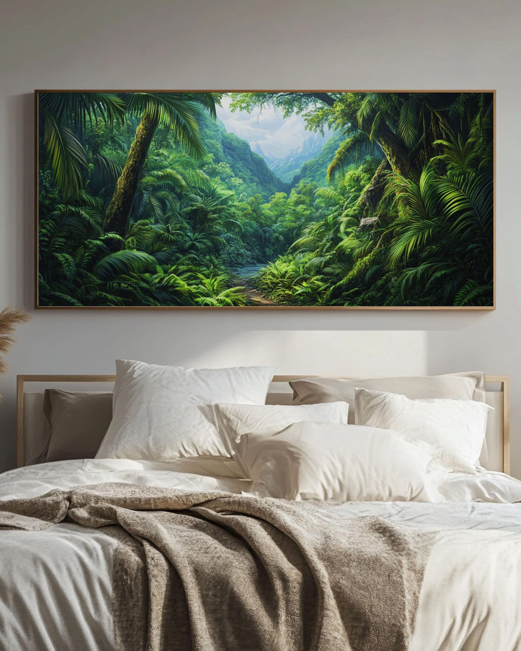Tropical Rainforest Canvas Art: Lush Green Jungle Scene Canvas Wall Art Print – Premium Home Decor