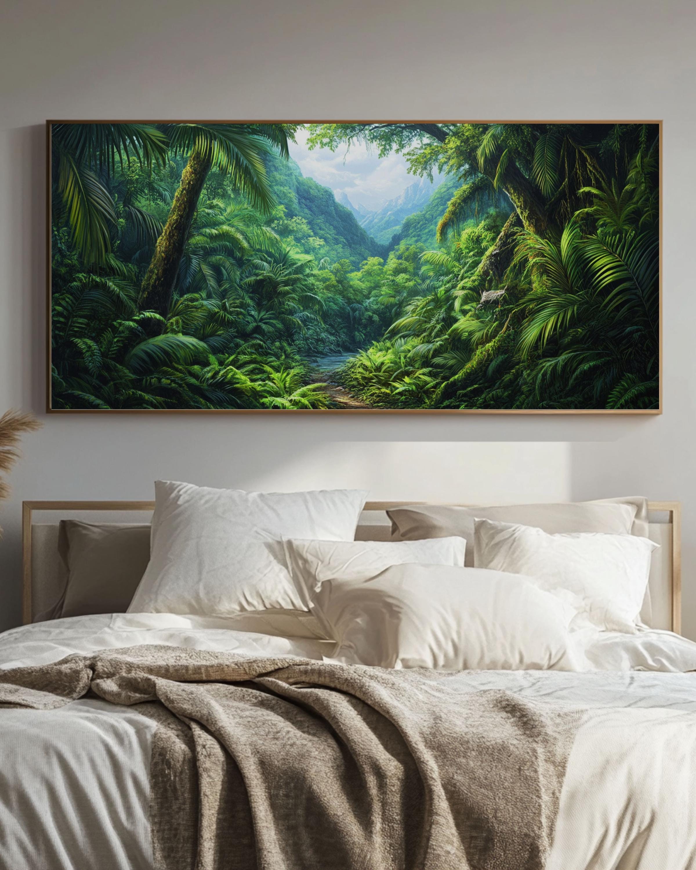 Tropical Rainforest Canvas Art: Lush Green Jungle Scene Canvas Wall Art Print – Premium Home Decor