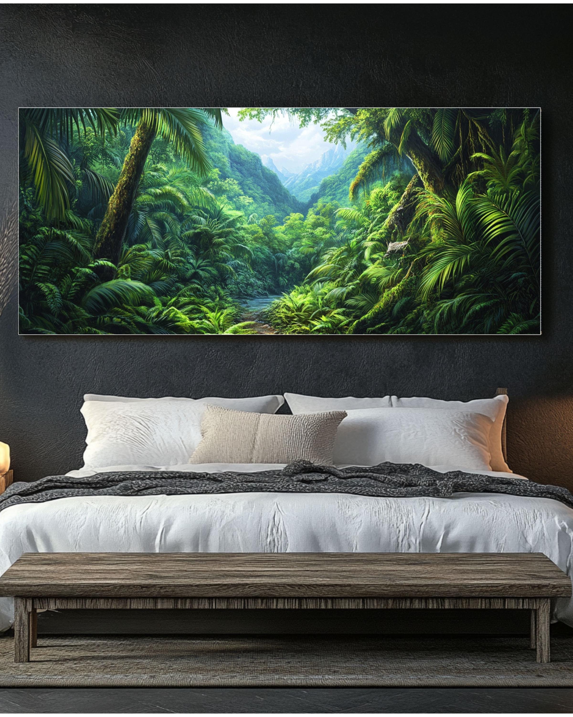 Tropical Rainforest Canvas Art: Lush Green Jungle Scene Canvas Wall Art Print – Premium Home Decor