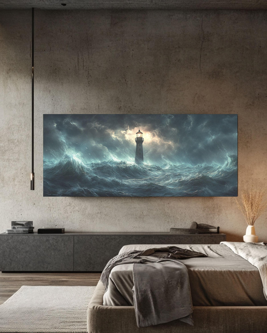 Stormy Sea Lighthouse Print: Dramatic Nautical Wall Art Canvas Wall Art Print – Premium Home Decor